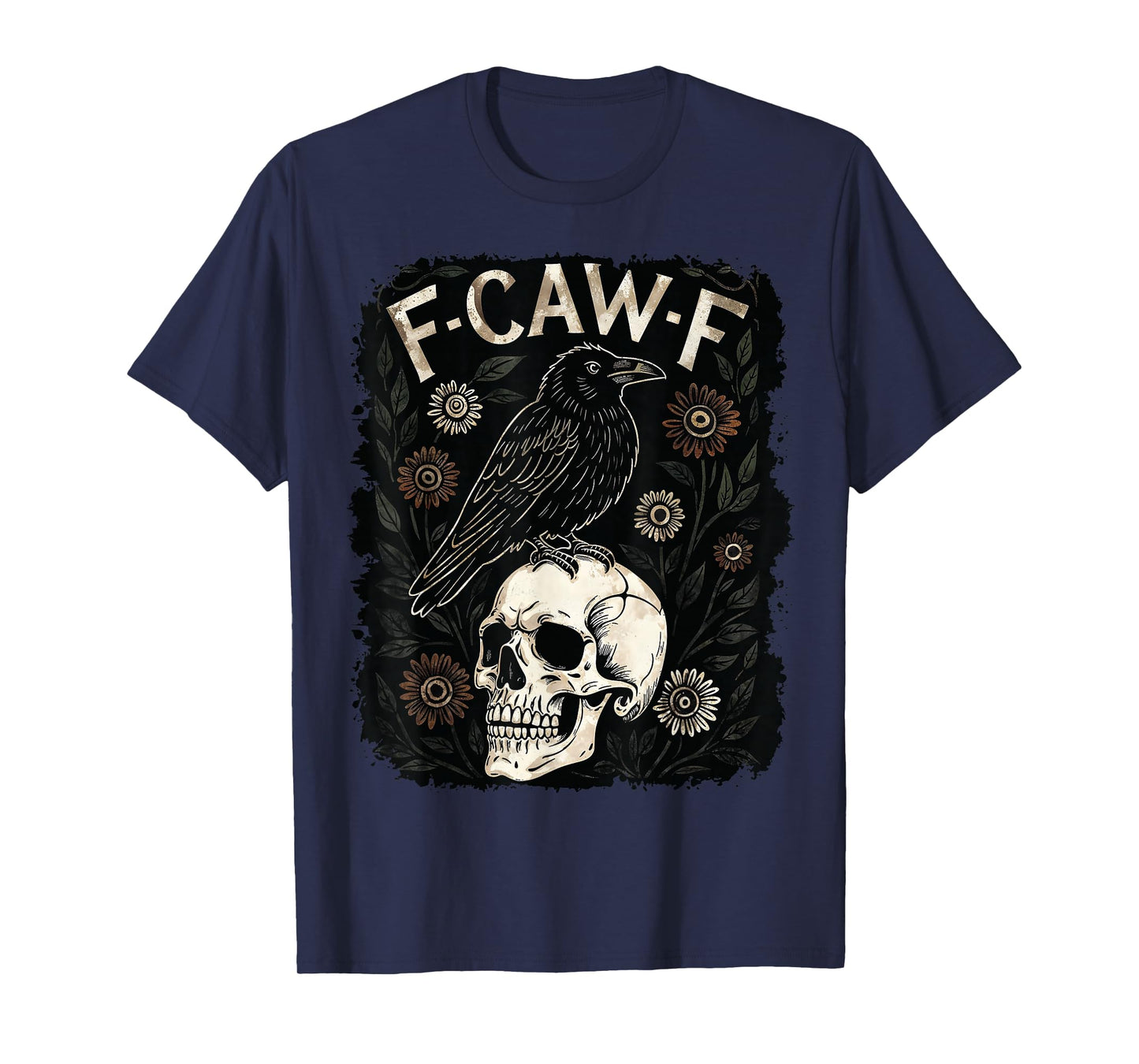 Retro Frame F-Caw-F Black Crow Funny Black Bird Saying Meme T-Shirt
