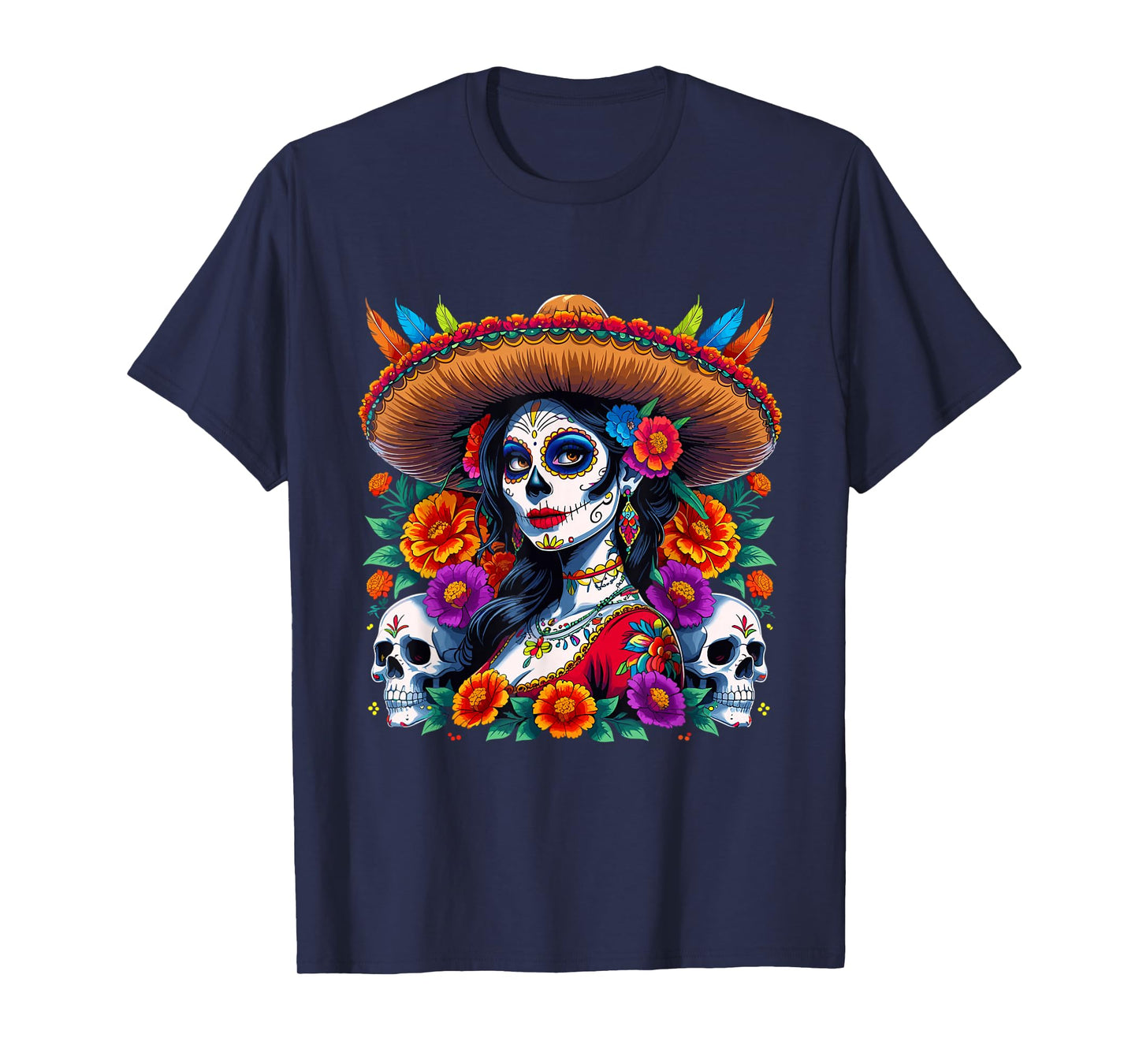 La Catrina Dia De Los Muertos Sugar Skull Art T-Shirt