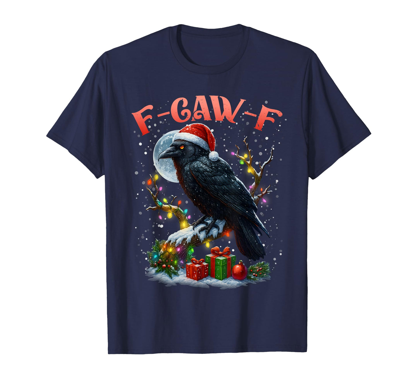 Merry F-Caw-F Funny Christmas Black Crow Merry Xmas F-Caw-F T-Shirt