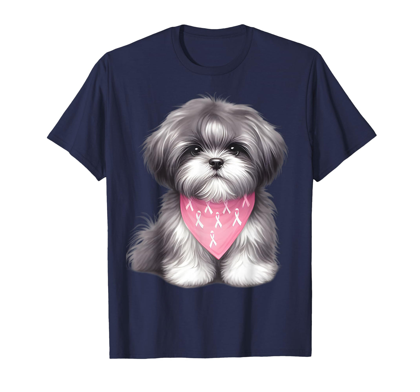 Pink Ribbon Shih Tzu Breast Cancer Awareness T-Shirt