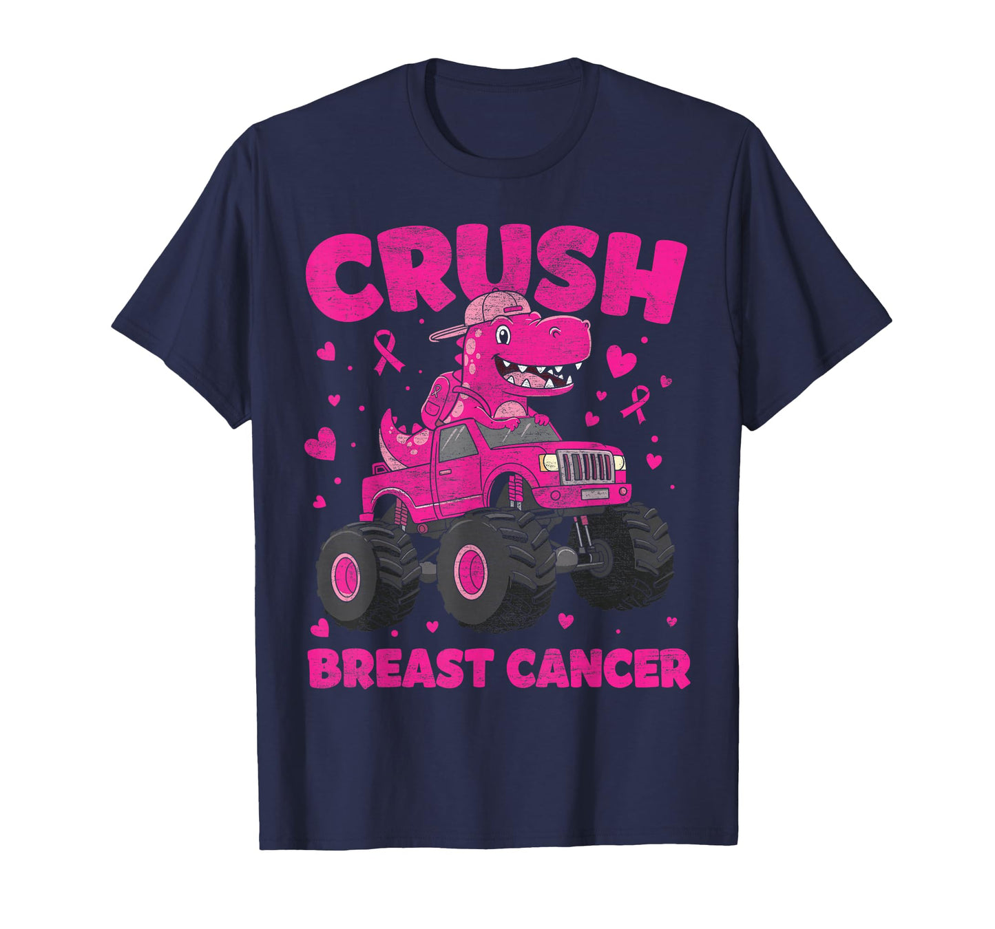 Crush Breast Cancer Awareness Monster Truck Toddler Boy Kids T-Shirt