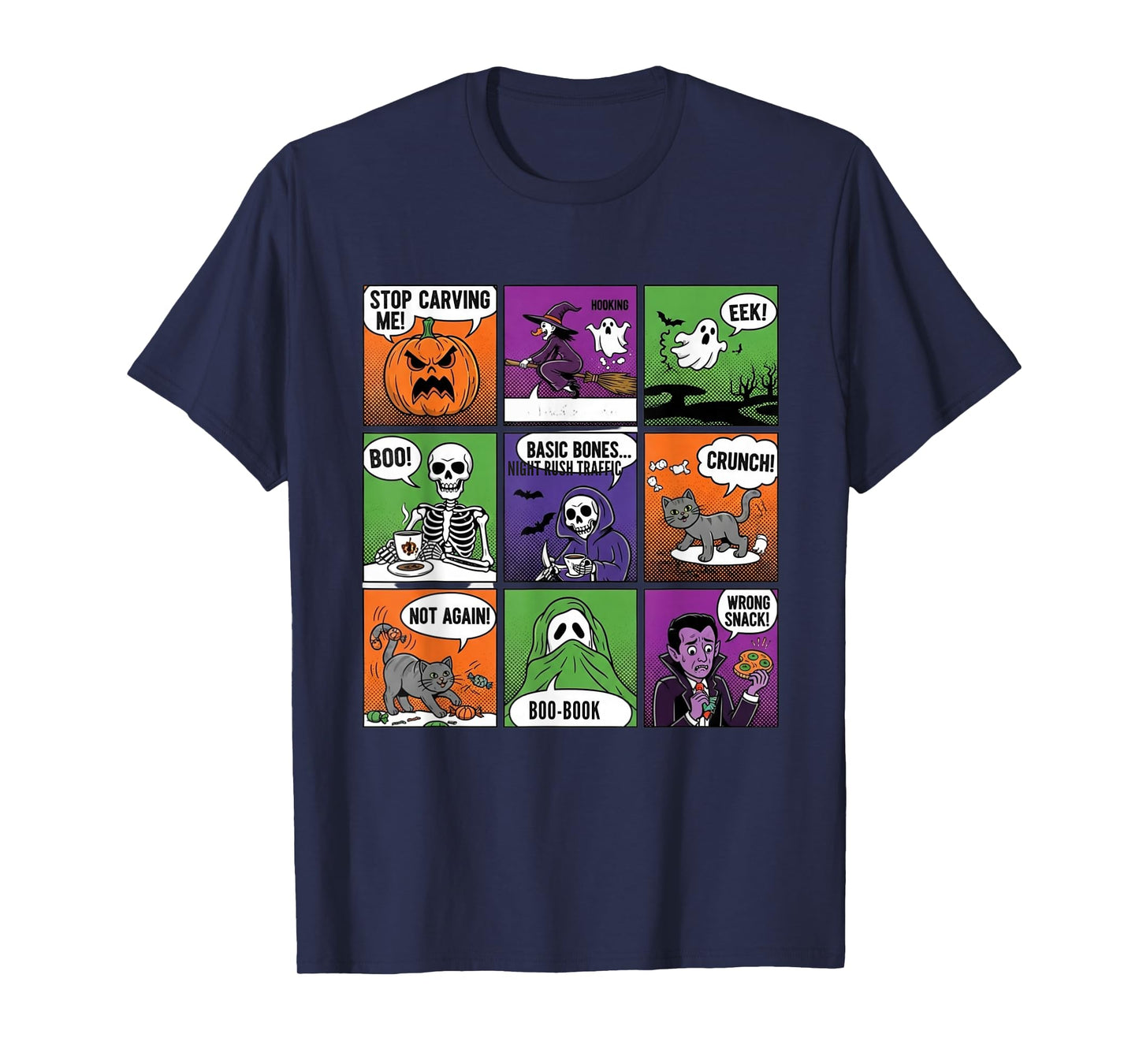 Halloween Skeleton Humor Comic Panels T-Shirt