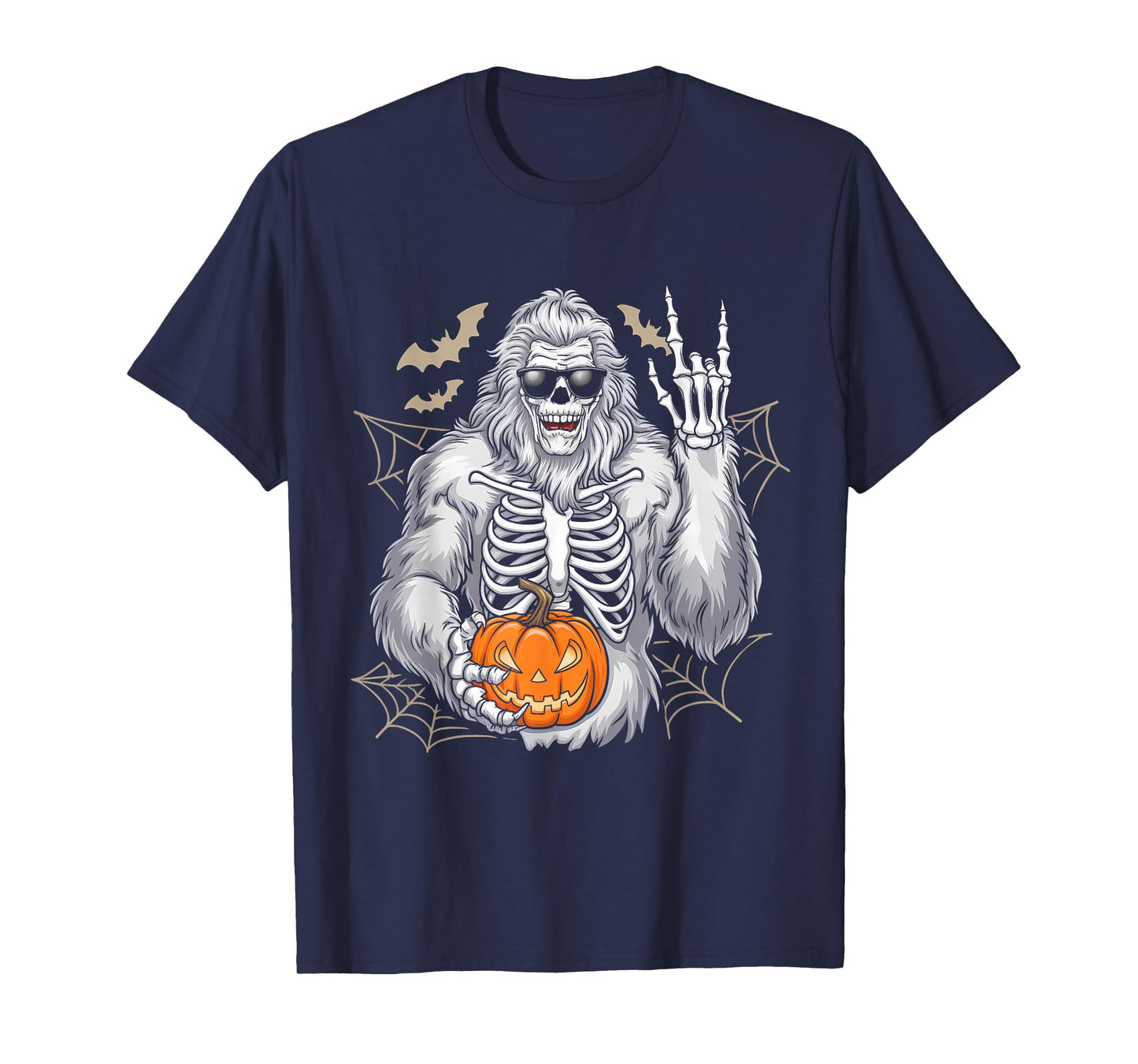 Spooky Bigfoot Jack O Lantern Skeleton Halloween Boys T-Shirt