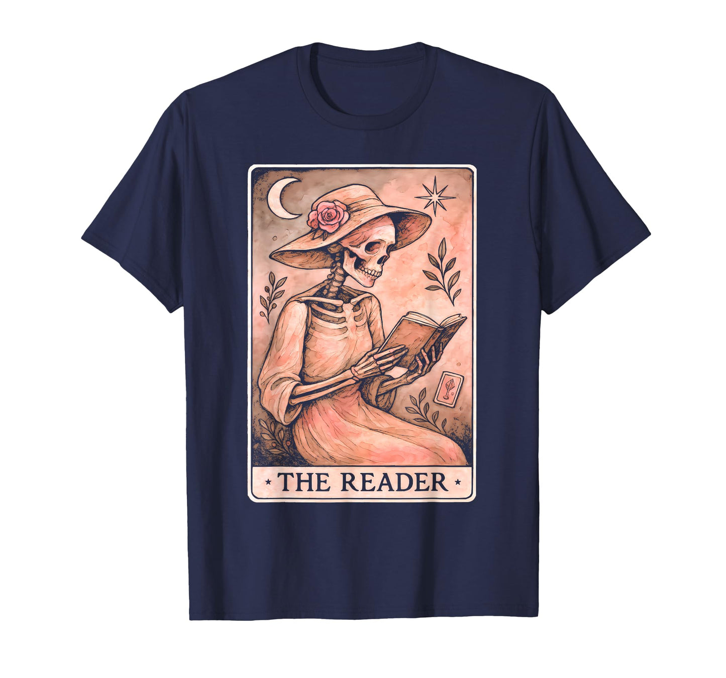 Skeleton Reader Shirt Tarot Card Skeleton Woman Book Lover T-Shirt