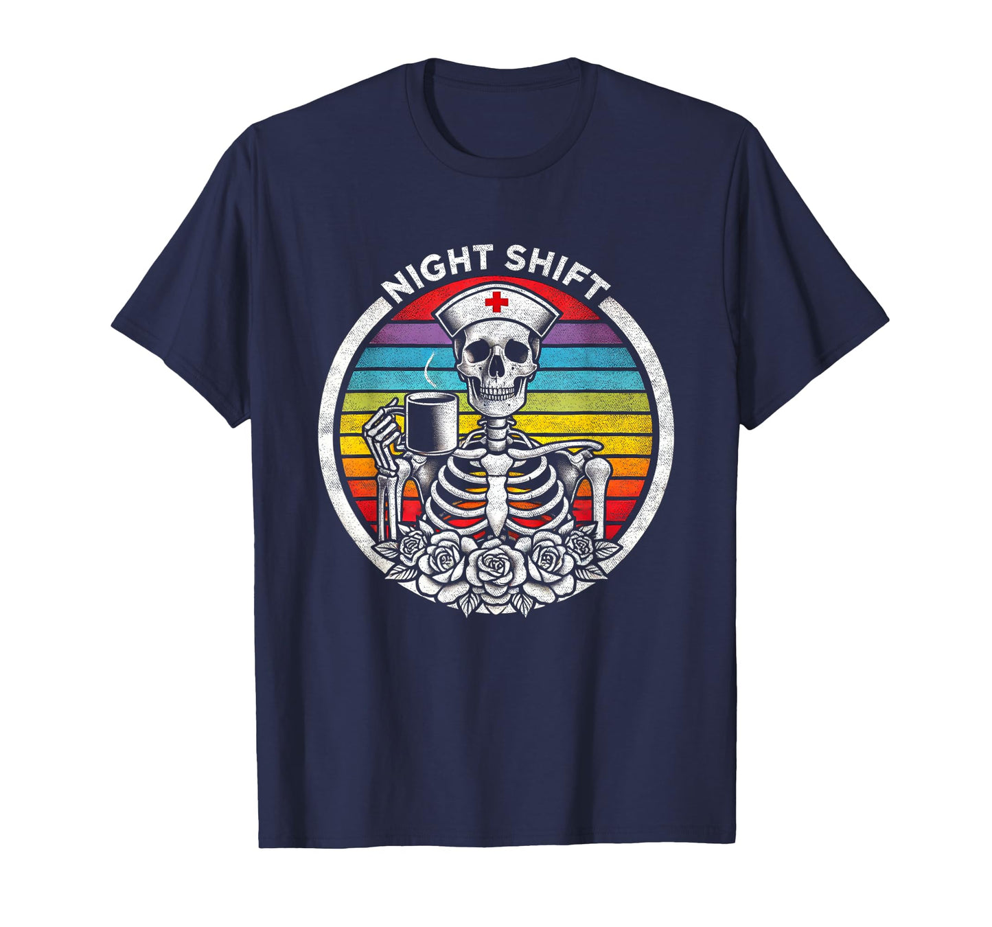 Funny Night Shift Nurse Skeleton Women Halloween RN Nursing T-Shirt