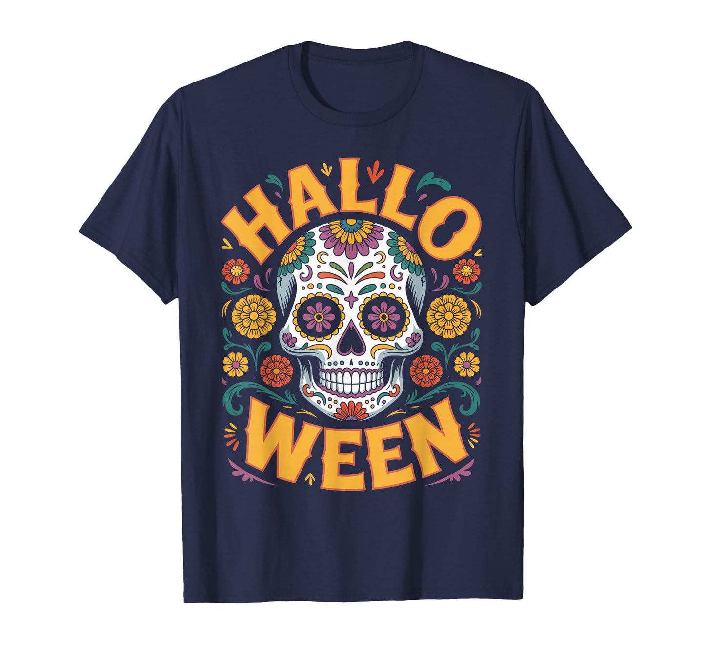 Halloween Costumes Skull Typography Graphic Creepy Spooky T-Shirt