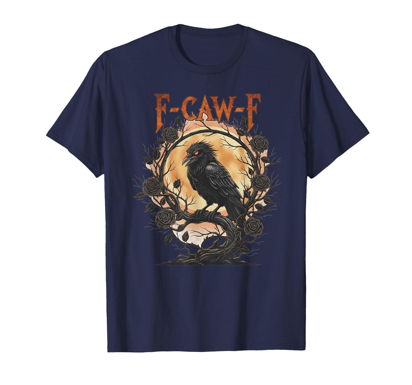 Angry Black Crow, F-Caw-F Funny Black Bird Moon Gothic T-Shirt