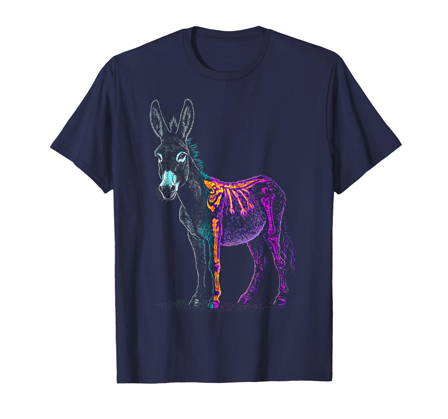 Halloween Donkey Skeleton Colorful Animal Print Halloween T-Shirt