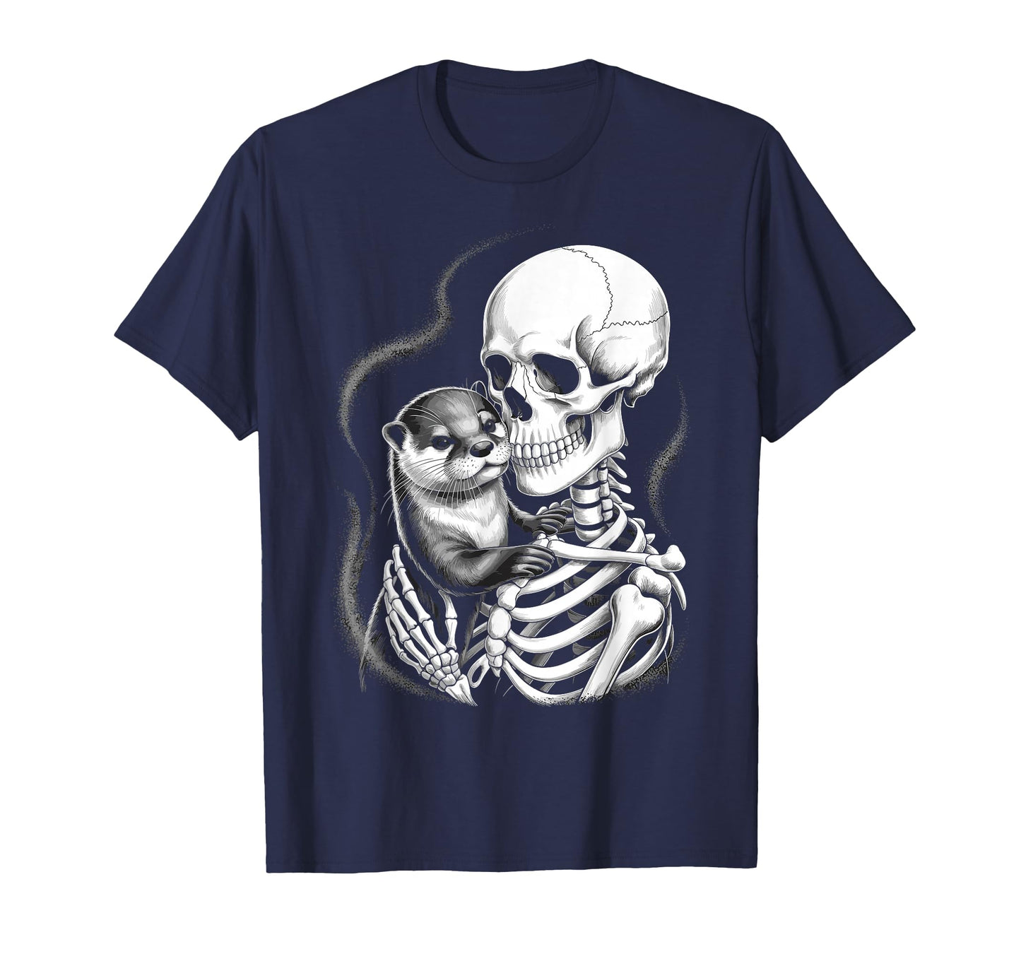 Skeleton Hugging Otter Lover Spooky Season Halloween T-Shirt