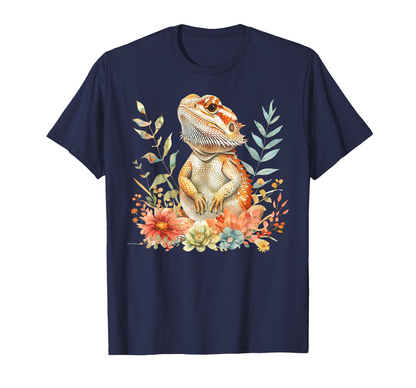 Vintage Bearded Dragon Floral Nature Lizard Reptile Lover T-Shirt