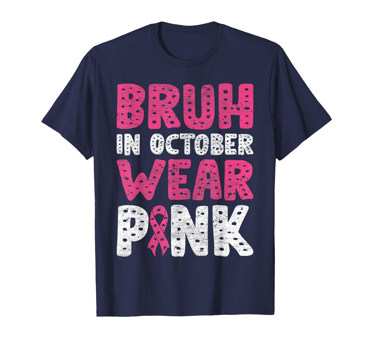 Breast Cancer Shirts for Kids Boys Bruh In October Wear Pink T-Shirt