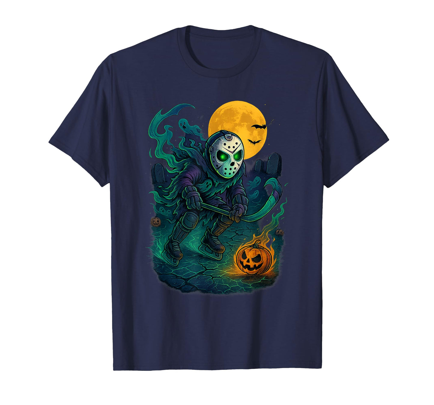 Skeleton Ice Hockey Halloween Sport Costume Men Boys Kids T-Shirt