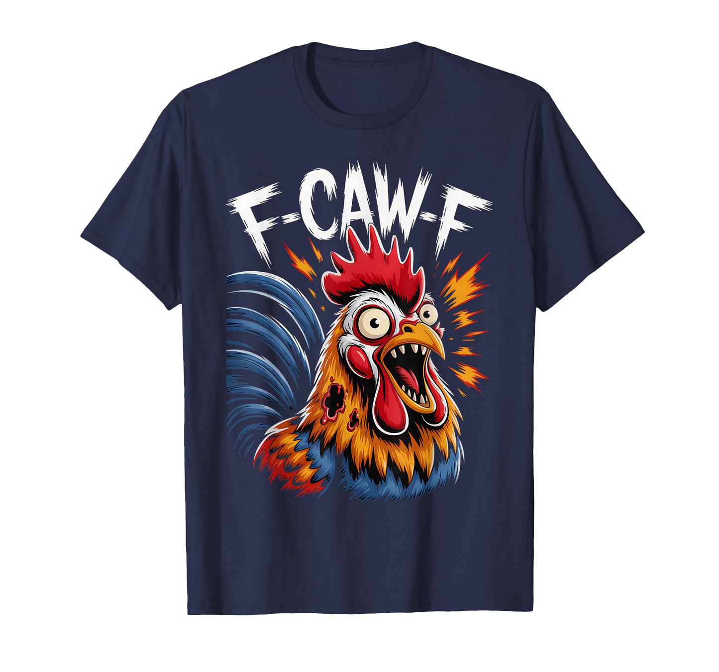 Funny F-CAW-F Chicken Zombie Rooster Halloween Scary T-Shirt