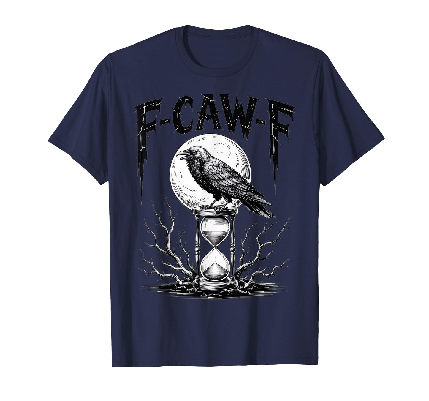 Dark Gothic F-Caw-F Black Crow Moon Spooky Halloween T-Shirt