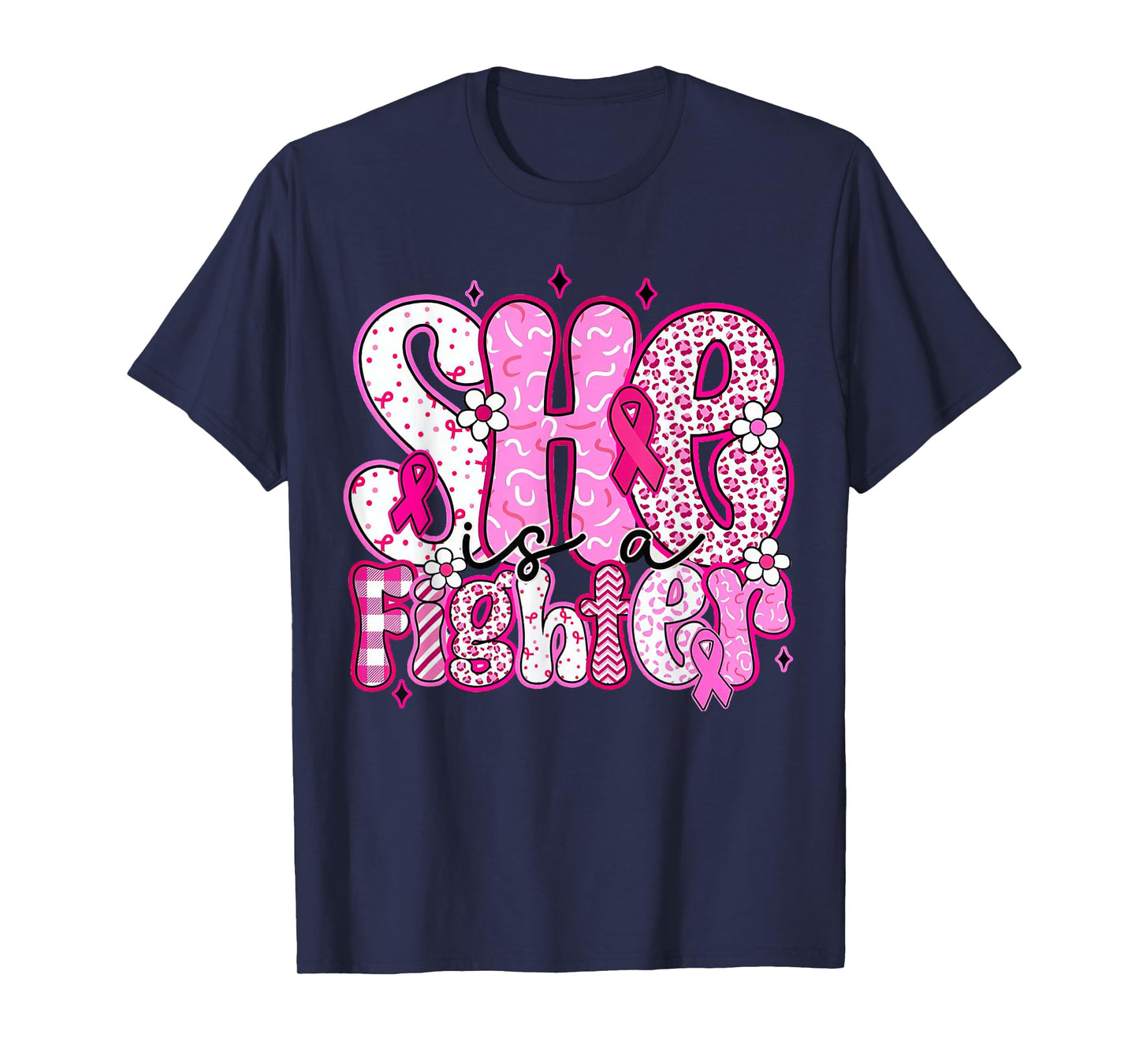 She is A Fighter Breast Cancer Month Breast Cancer Warrior T-Shirt