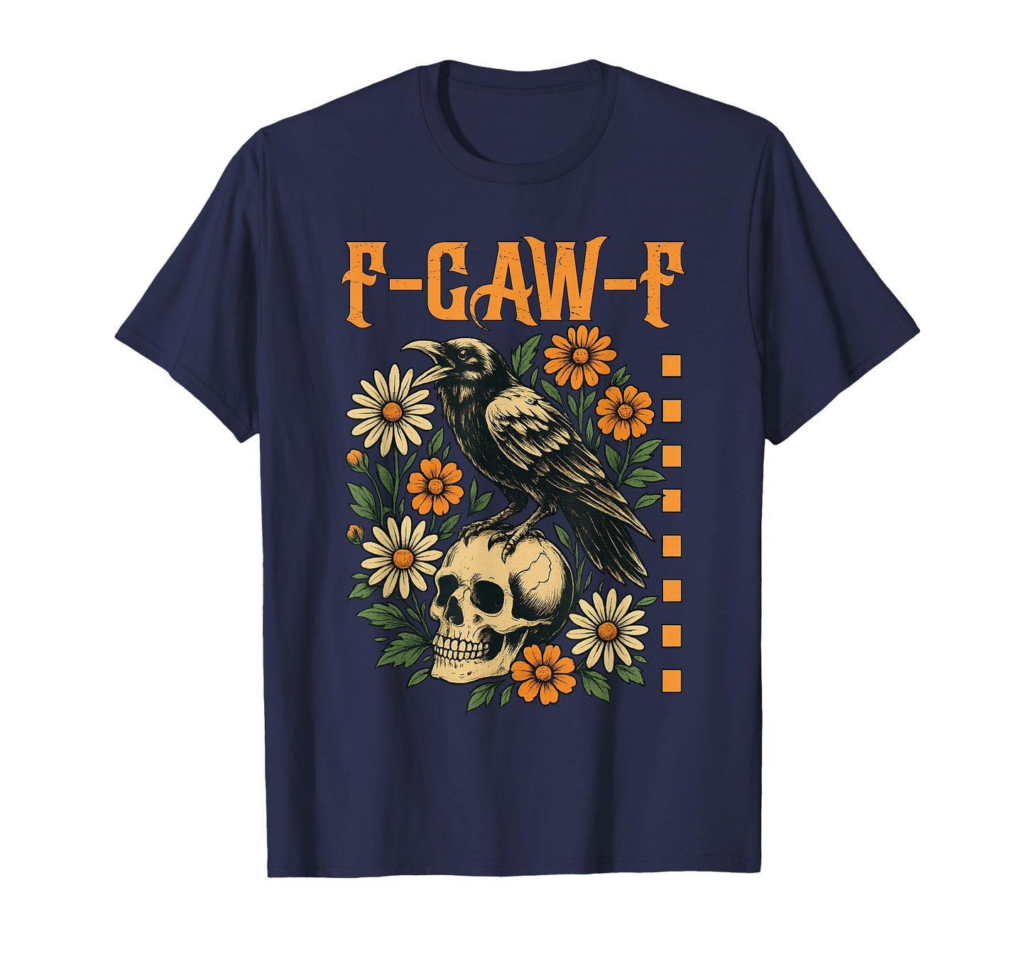 Black Crow, F-Caw-F Black Bird Moon Gothic Halloween Humor T-Shirt
