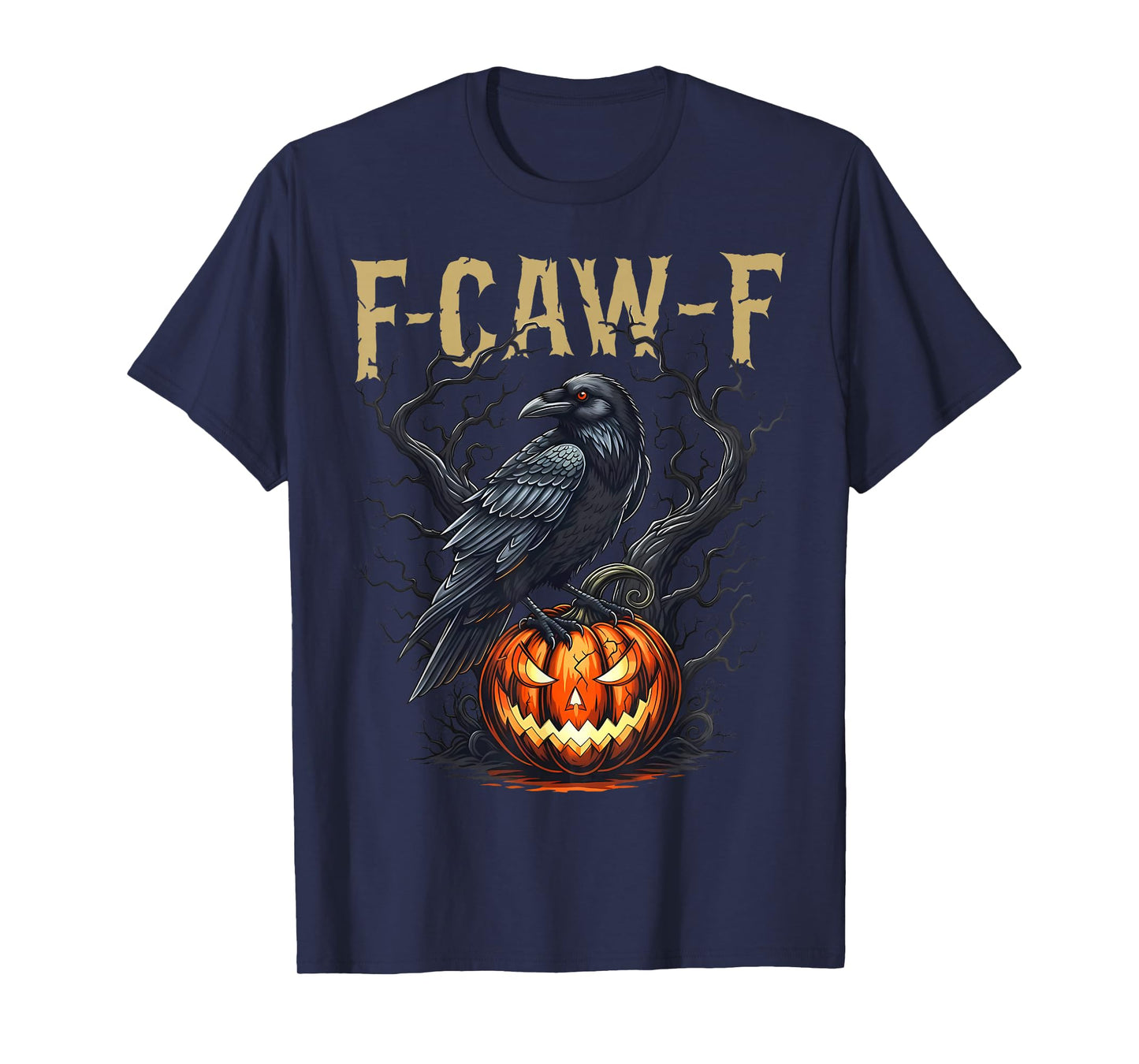 Funny F Caw F Raven Bird Cawing Graphic Halloween Crow Pun T-Shirt