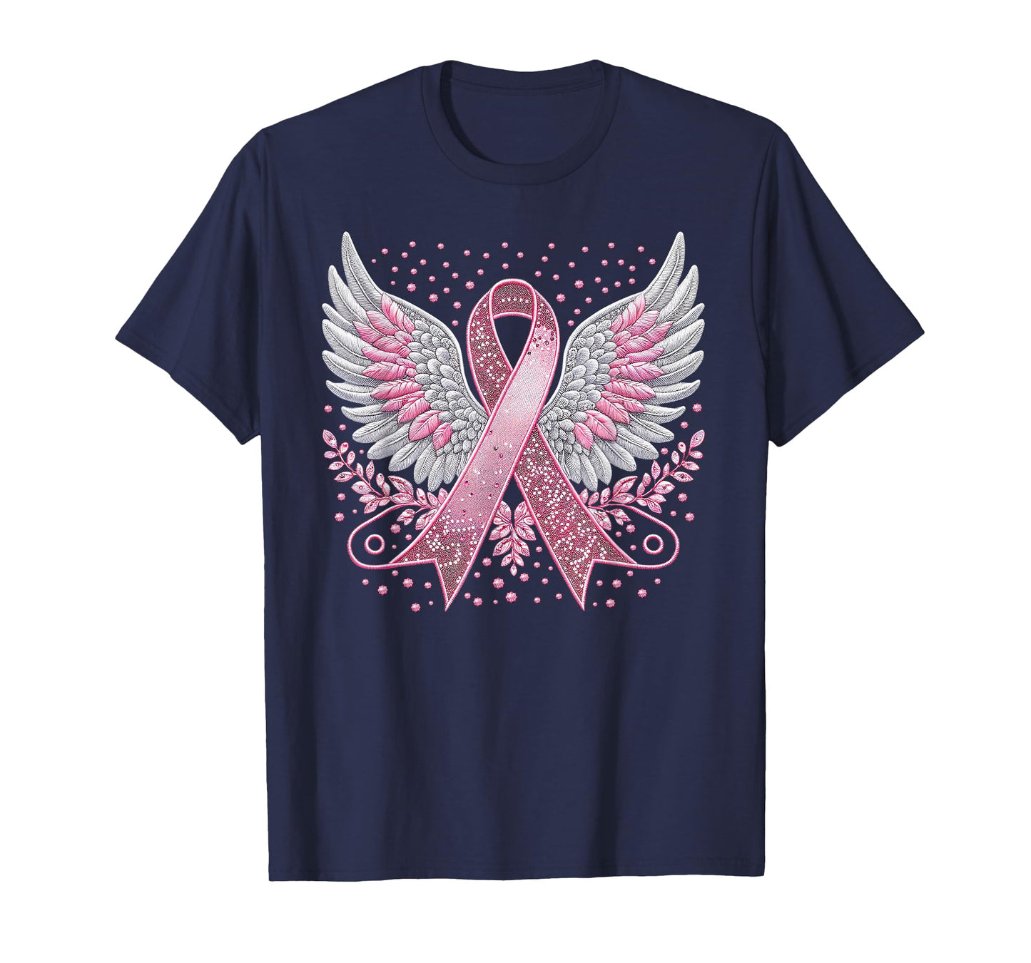 Pink Ribbon Angel Wings Breast Cancer Awareness Women Kids T-Shirt
