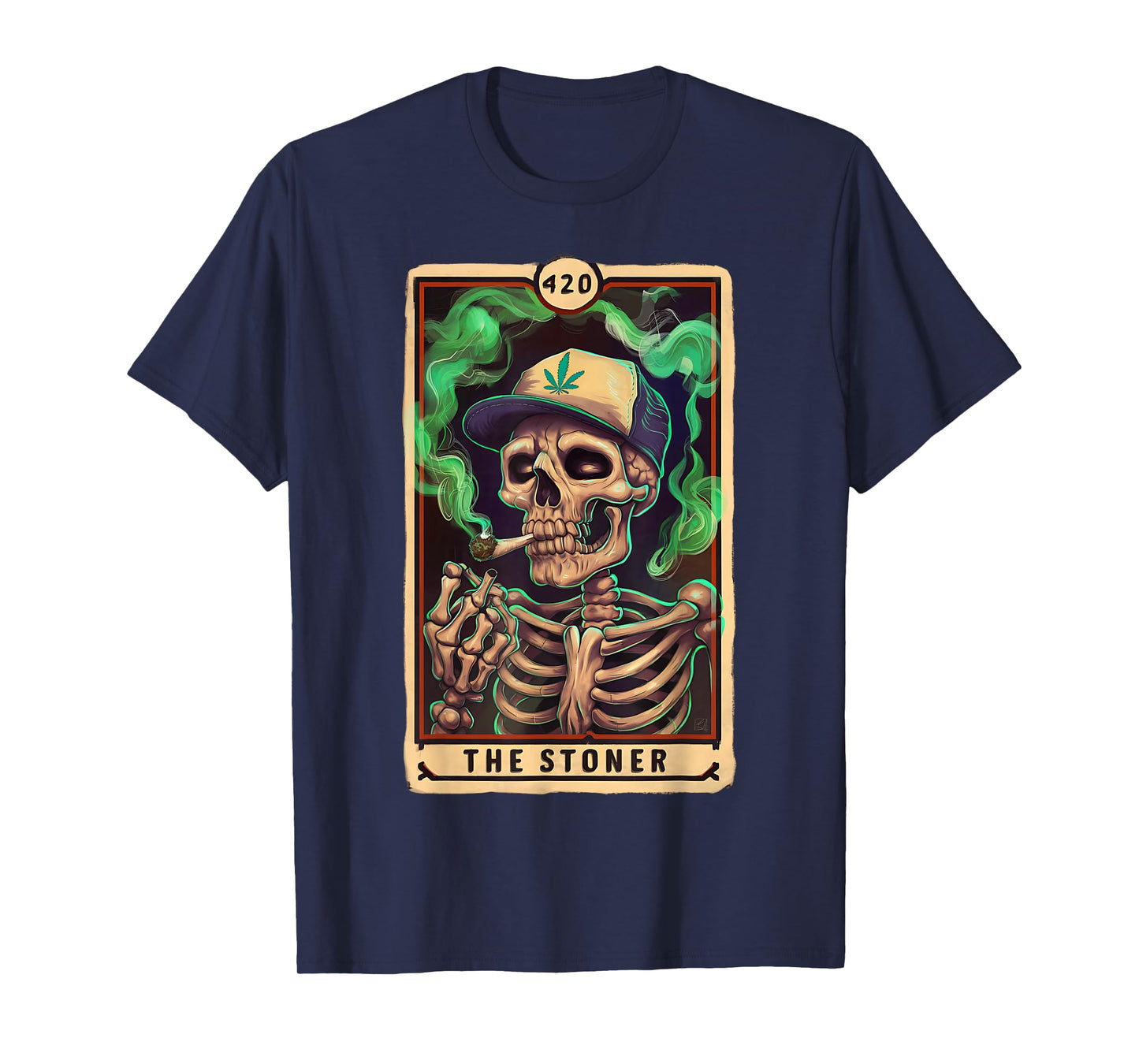 Tarot Card The Stoner Skeleton Cannabis 420 Halloween T-Shirt