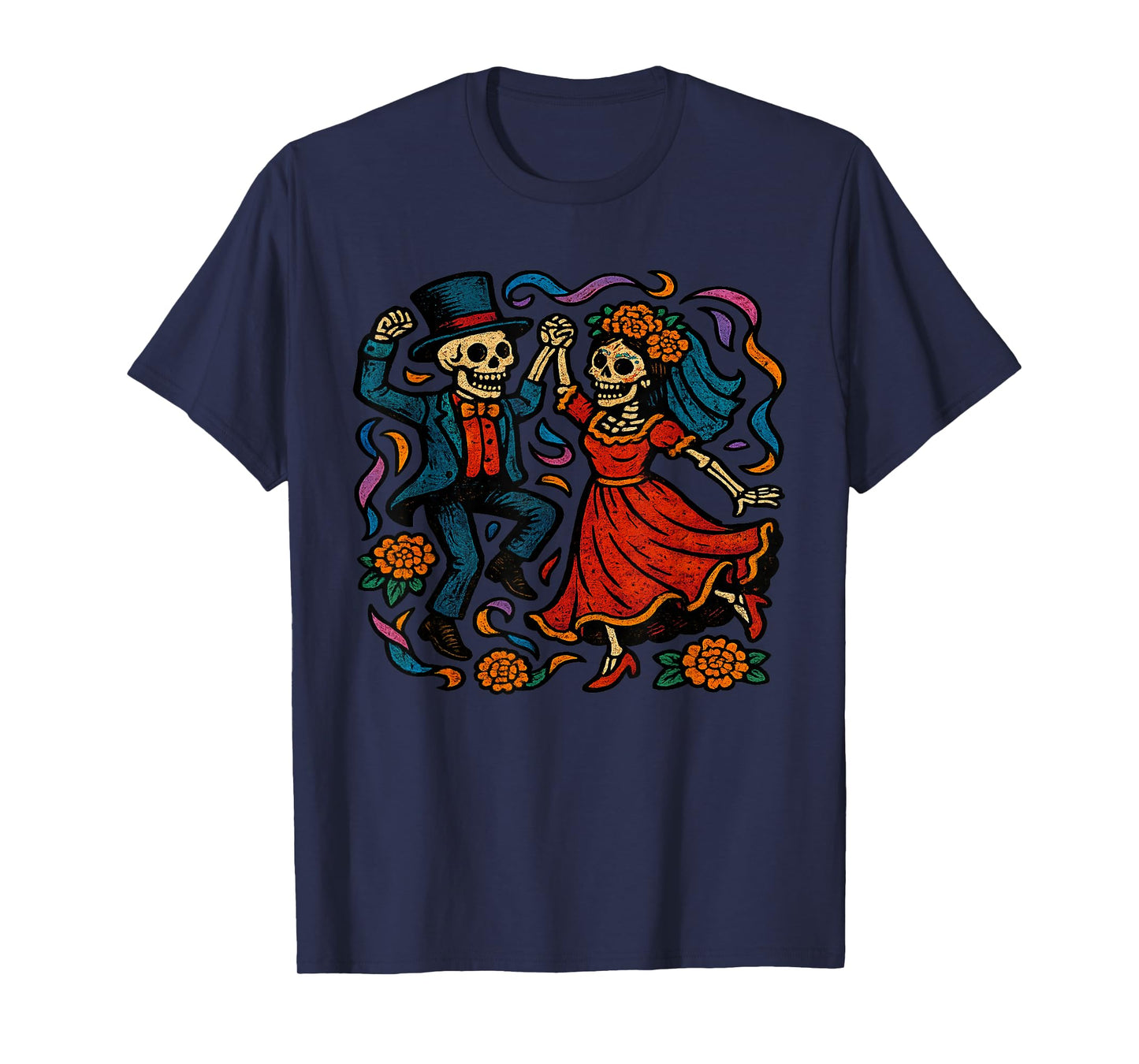 Dancing Skeleton Couple Day of The Dead Celebration T-Shirt