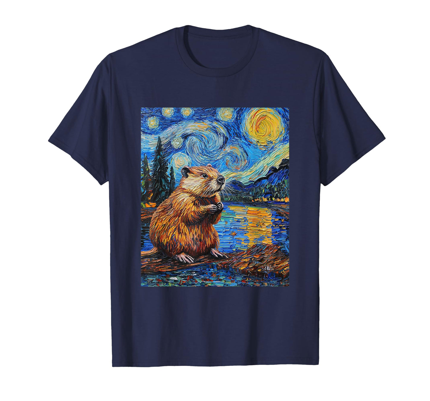 Beaver - Van Gogh Style - Starry Night Graphic T-Shirt