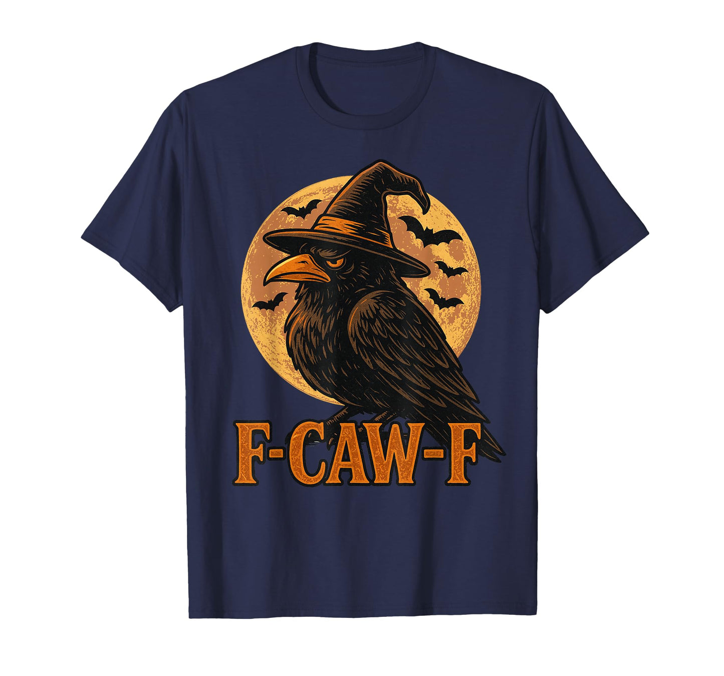Gothic Black Crow F-Caw-F Raven Skull Moon Halloween T-Shirt