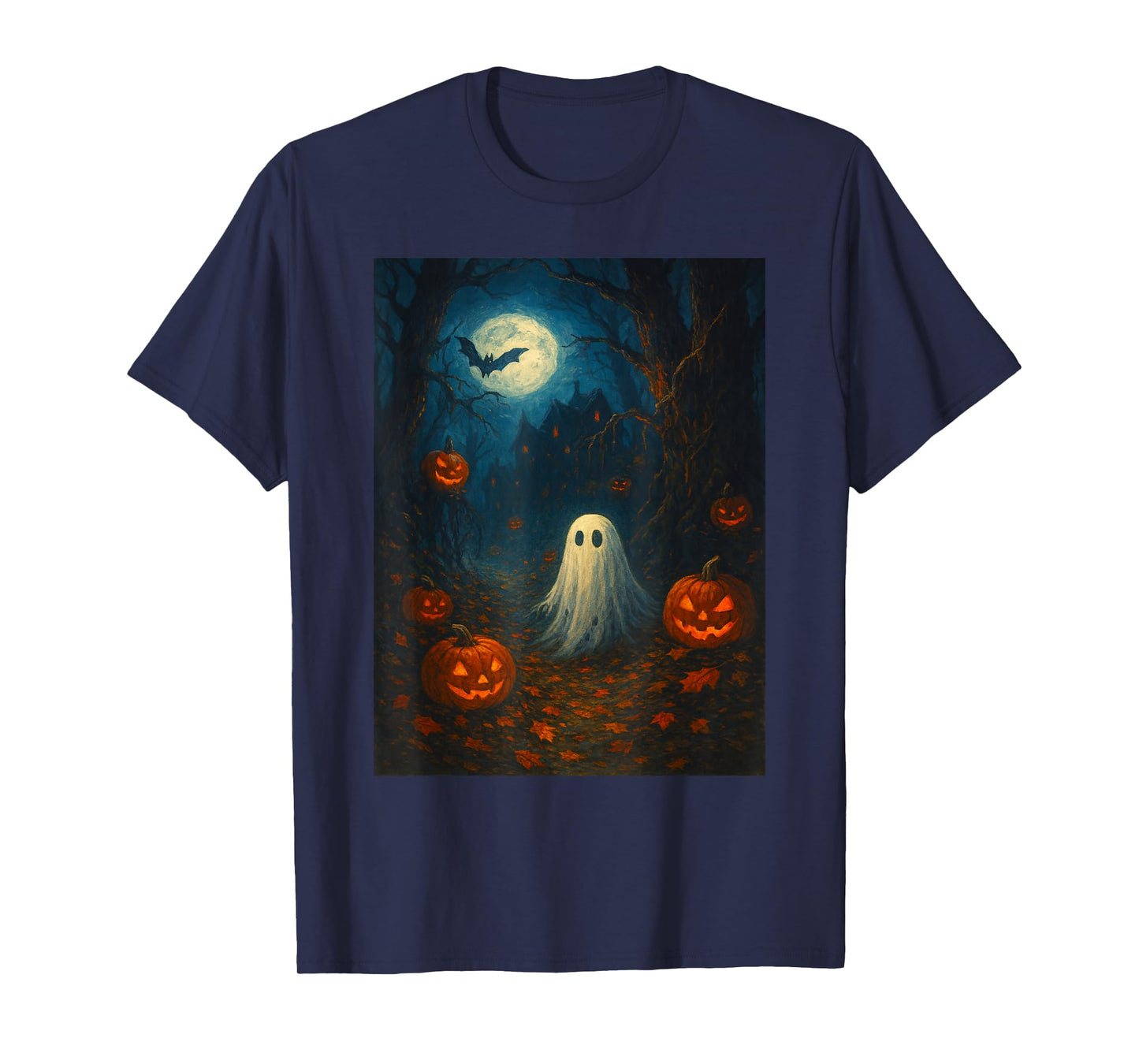 Vintage Floral Ghost Halloween Ghost in The Forest Gothic T-Shirt
