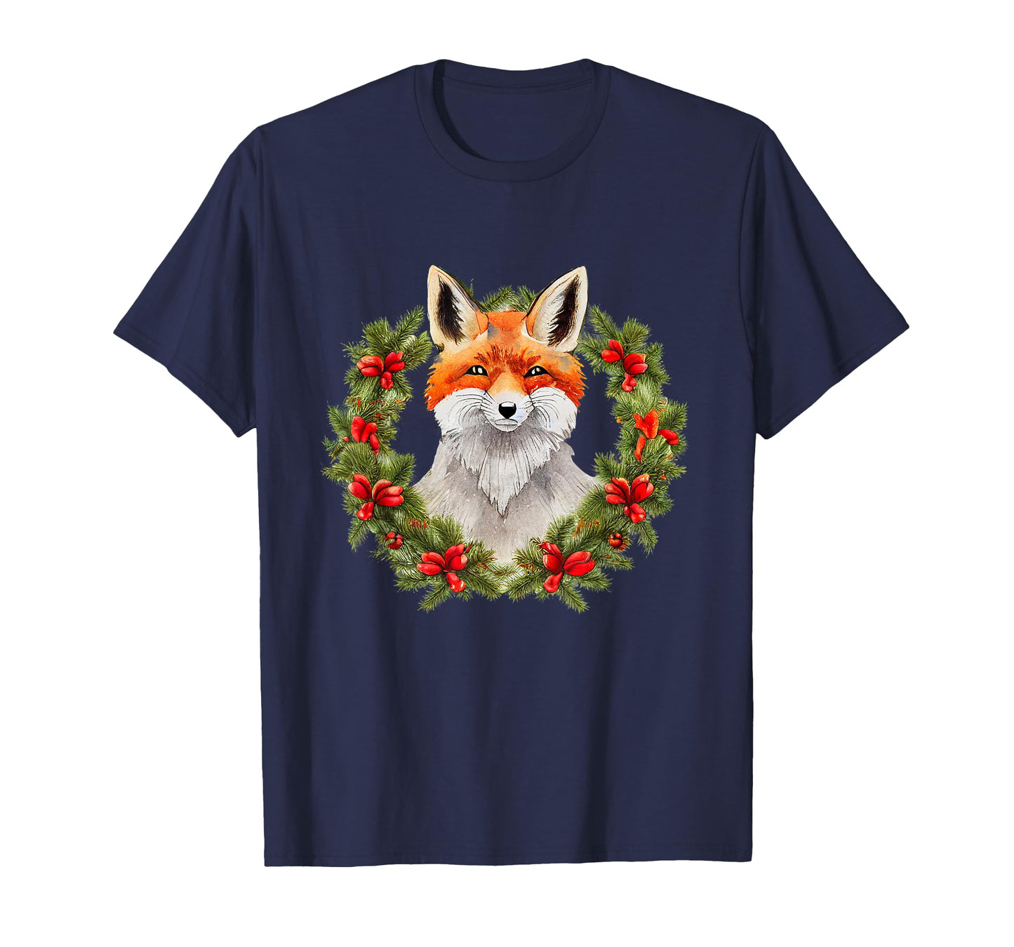 Merry xmas santa claus christmas wreath fox T-Shirt