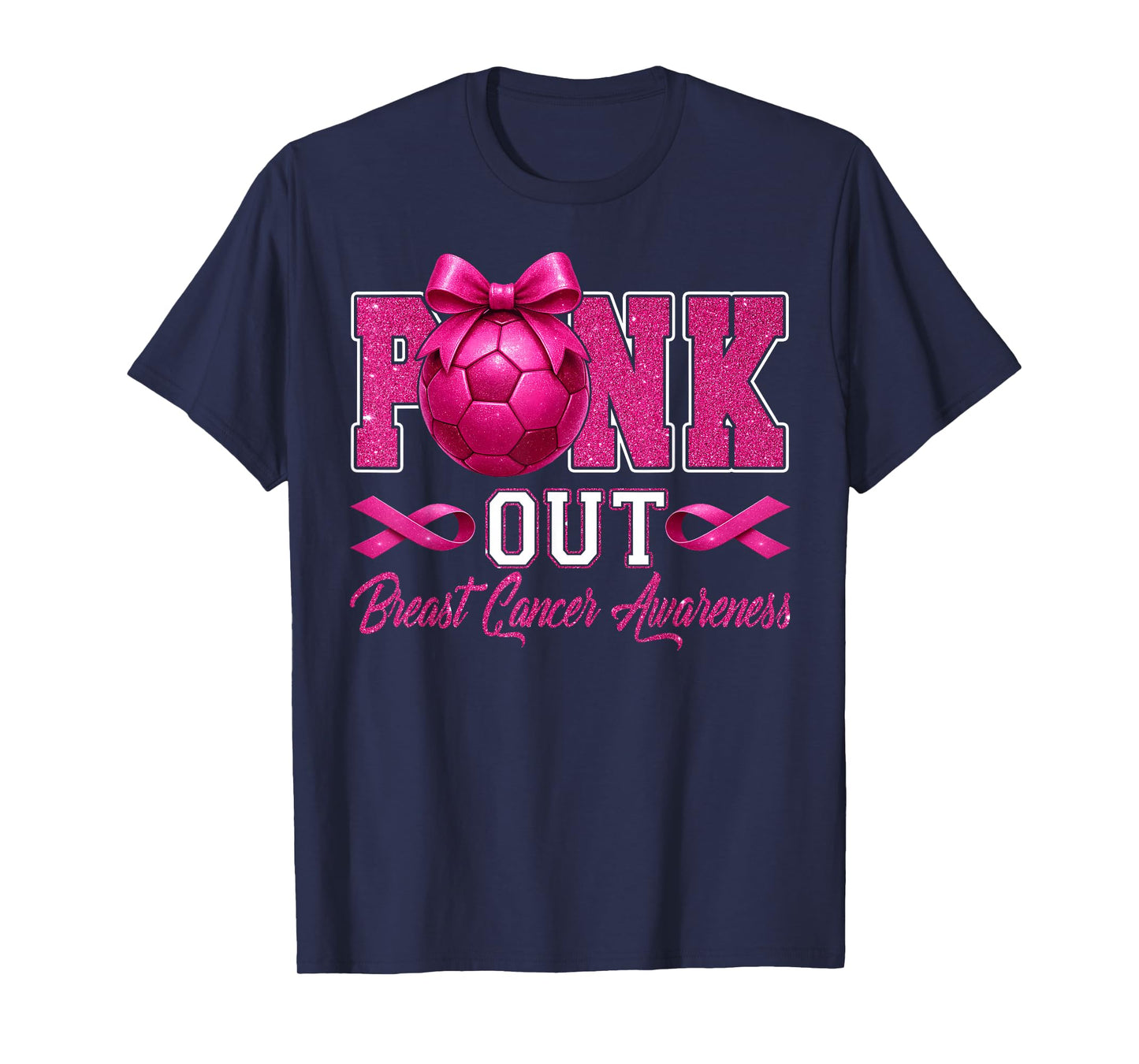 Pink Out Breast Cancer Awareness Coquette Bow & Soccer Women T-Shirt