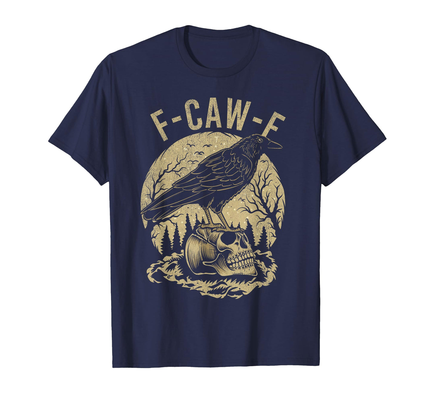 Black Crow, F-Caw-F Funny Black Bird Moon Gothic Adult Humor T-Shirt