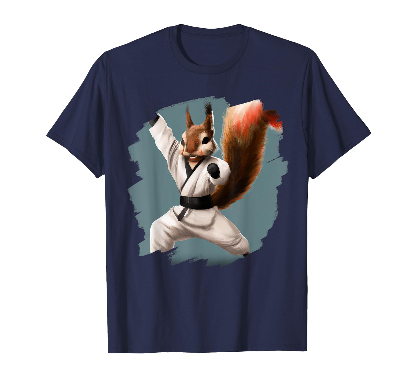 Squirrel Doing Karate Kick Black Belt Martial Arts Squirrel T-Shirt