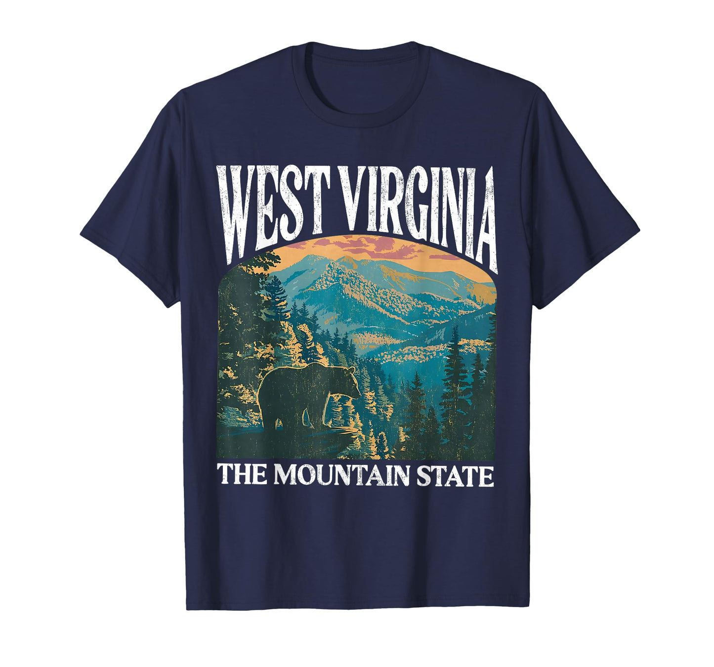 West Virginia Retro Bear Mountain Graphic T-Shirt