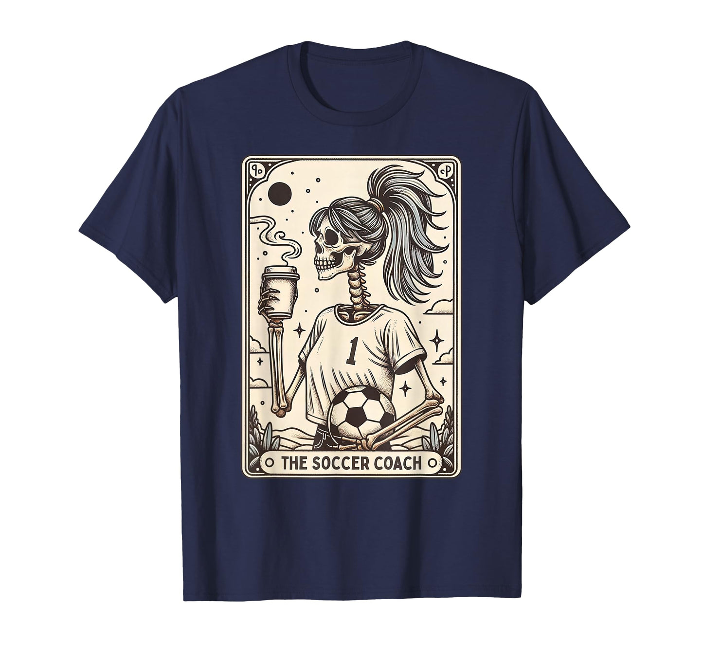 Soccer Coach Tarot Card Halloween Skeleton Soccer Mom Witchy T-Shirt