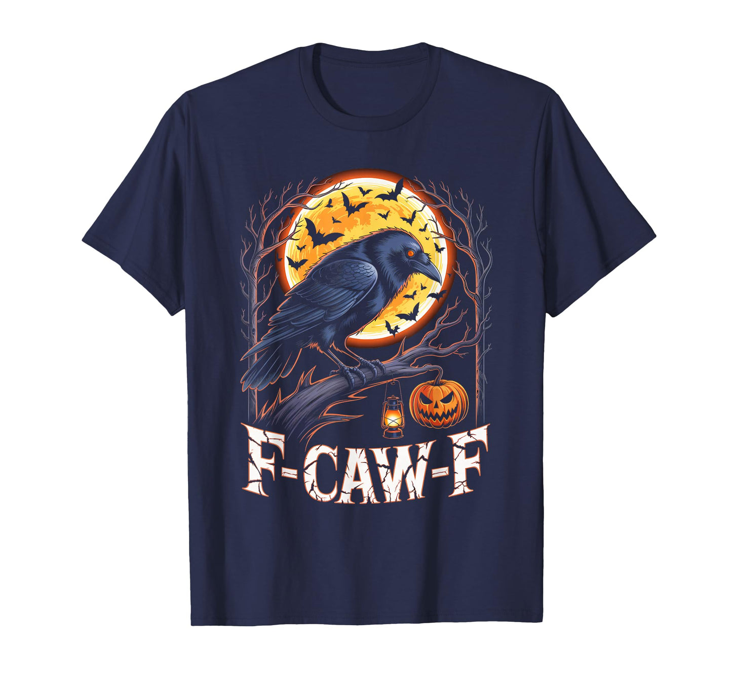 F-Caw-F Halloween Raven Moon Funny FCAWF Spooky Vintage T-Shirt