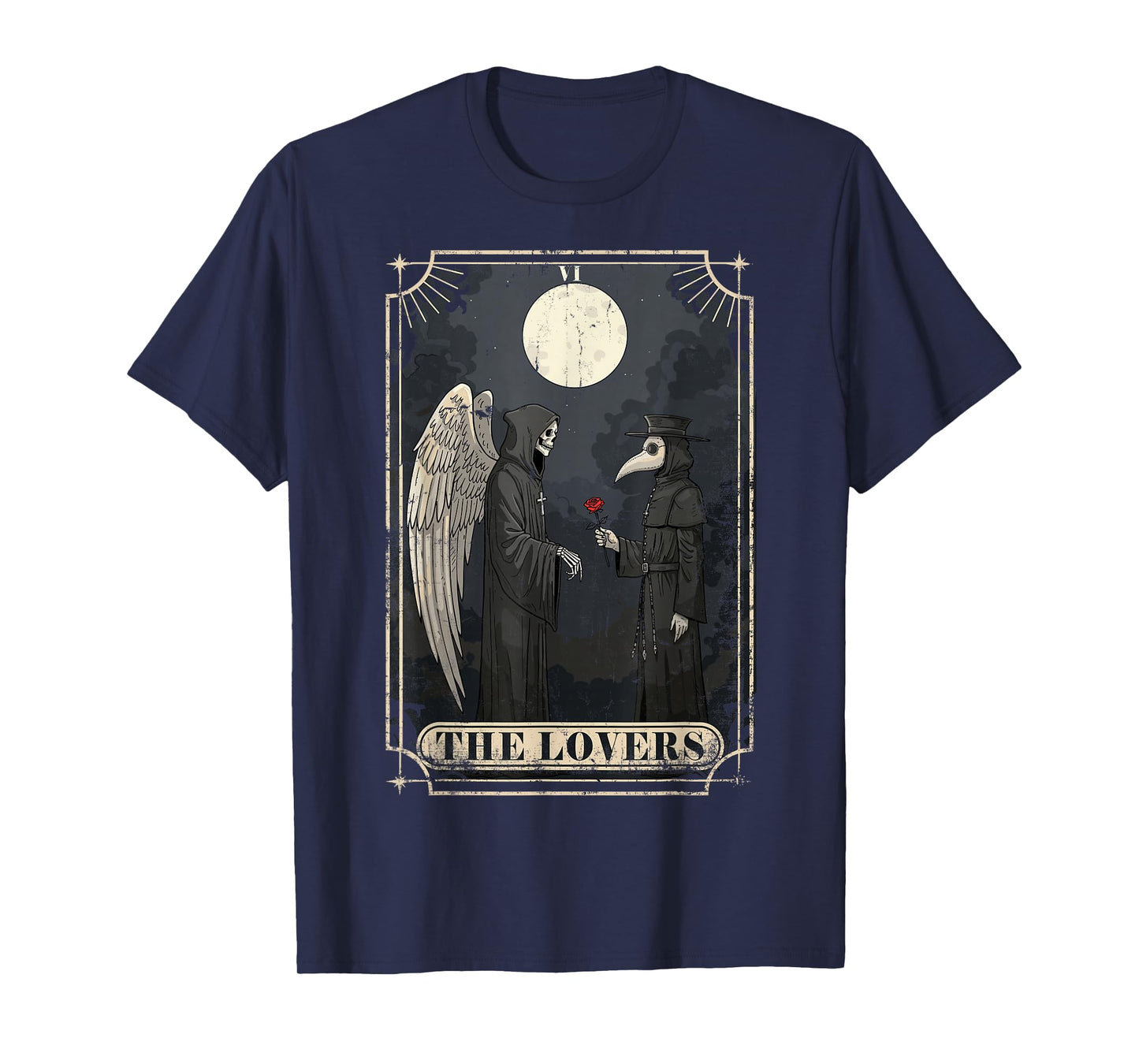The Lovers Tarot Card Plague Doctor Astrology Goth Halloween T-Shirt