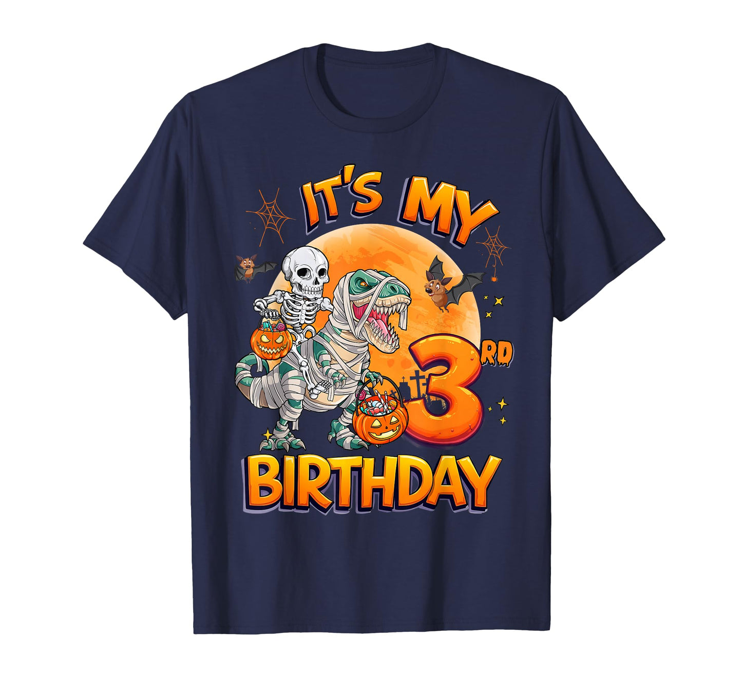 It's My 3rd Birthday Dinosaur Skeleton Halloween 3 Years Old T-Shirt