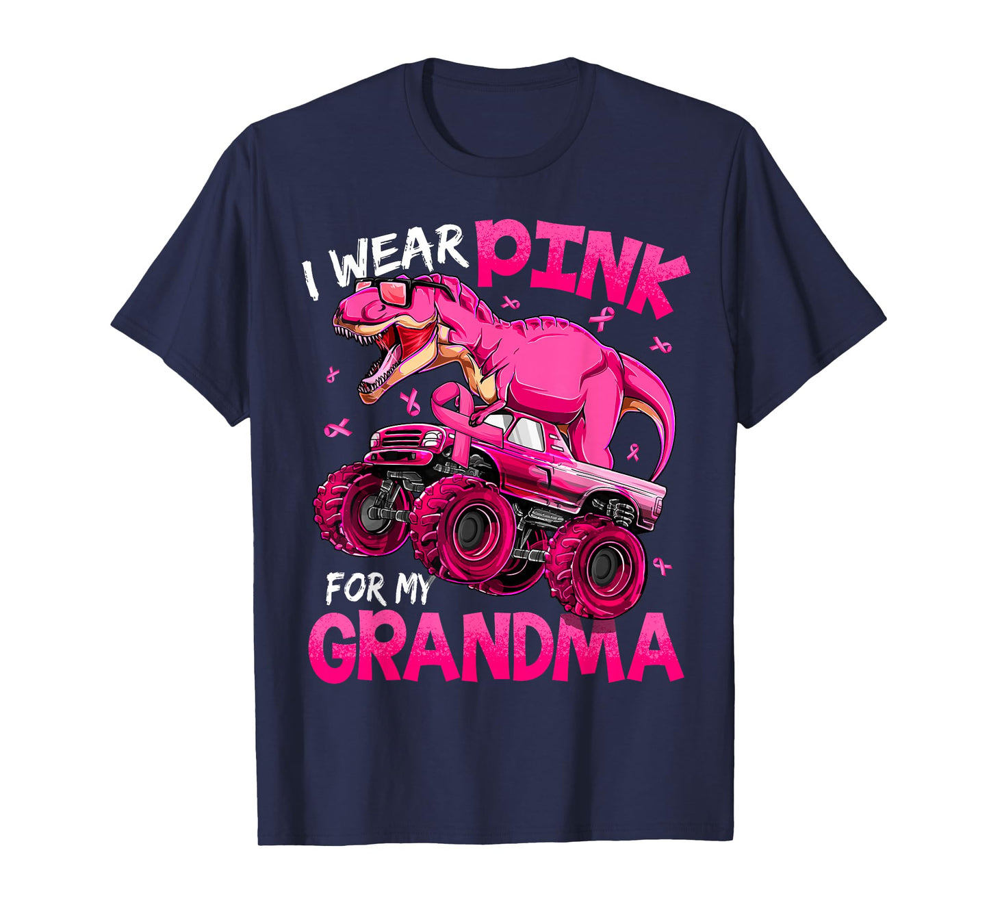 I Wear Pink For My Grandma Breast Cancer Awareness Dinosaur T-Shirt