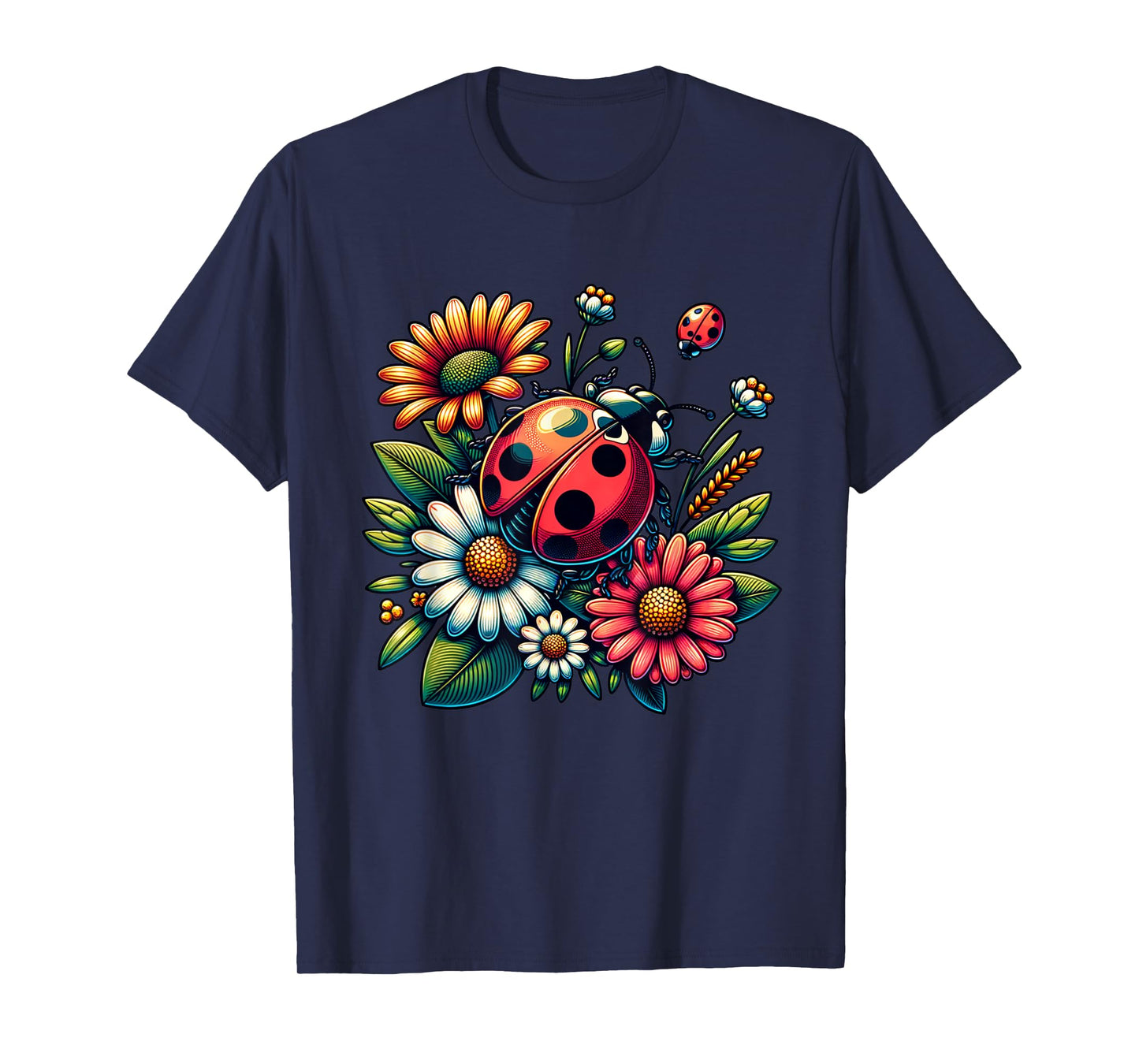 Cute Ladybugs Pop Art Ladybugs Lover Portrait For Men Women T-Shirt