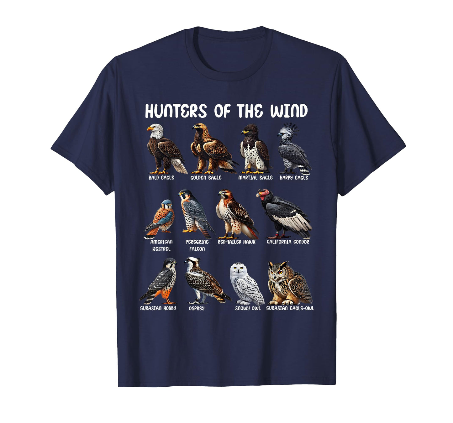 Hunters of the Wind Birds of Prey Falcon Owl Birding Raptors T-Shirt