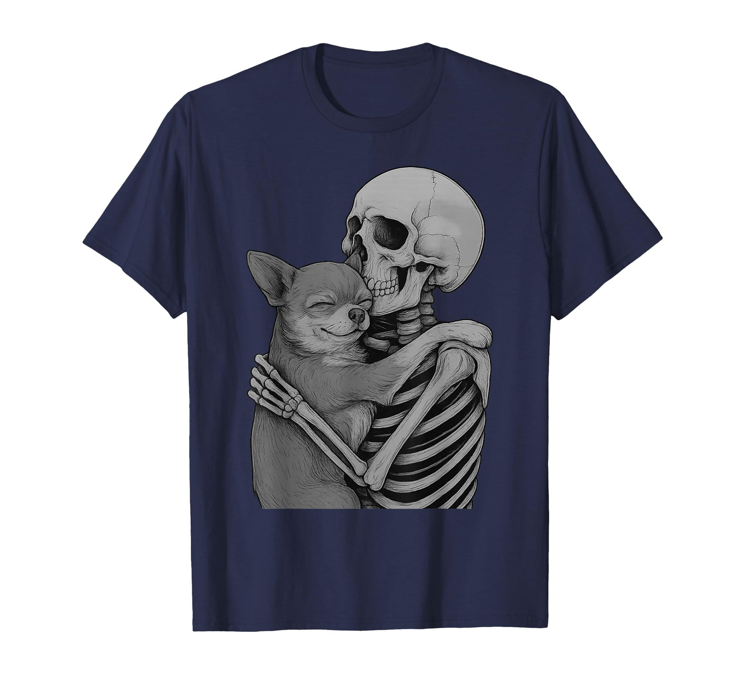 Chihuahua Skeleton Hug Halloween Dog Lover T-Shirt