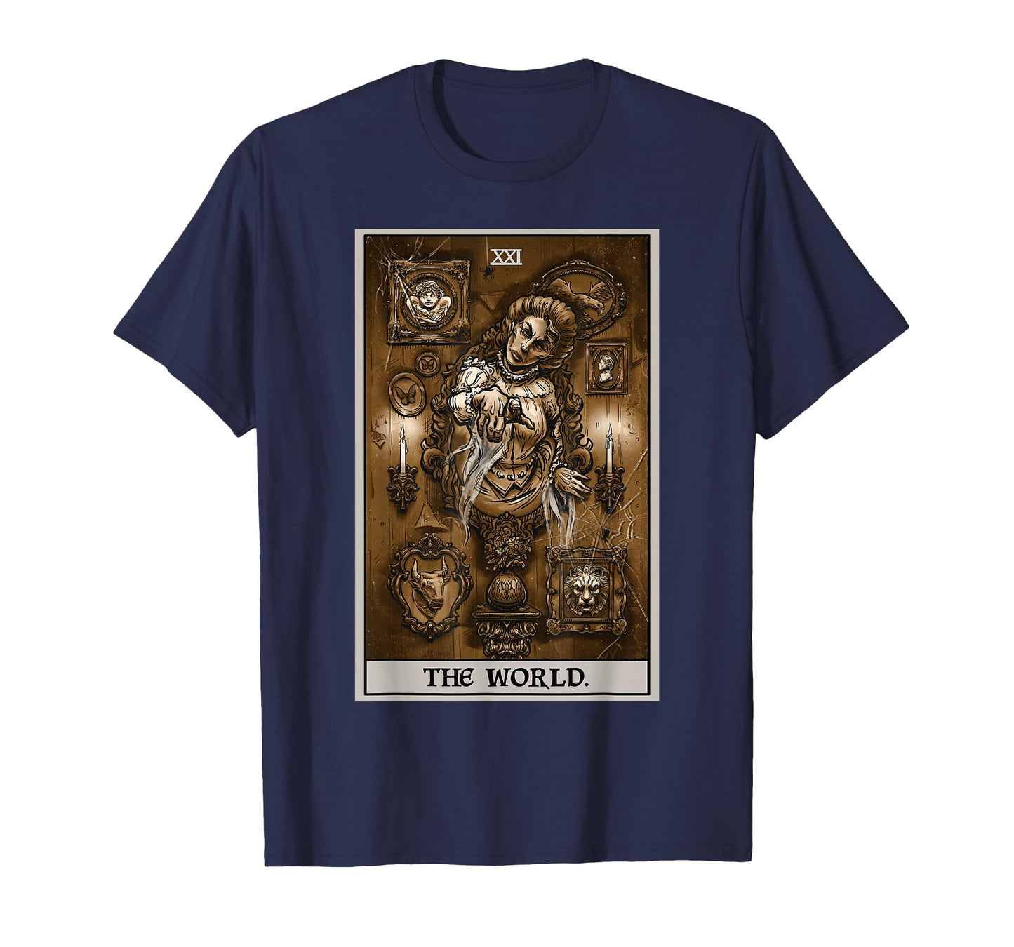The World Tarot Card Victorian Ghost Gothic Occult Horror T-Shirt