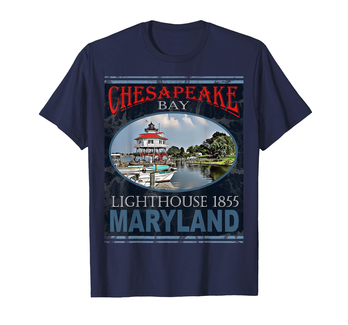 Chesapeake Bay Lighthouse Maryland 1855 Design T-Shirt