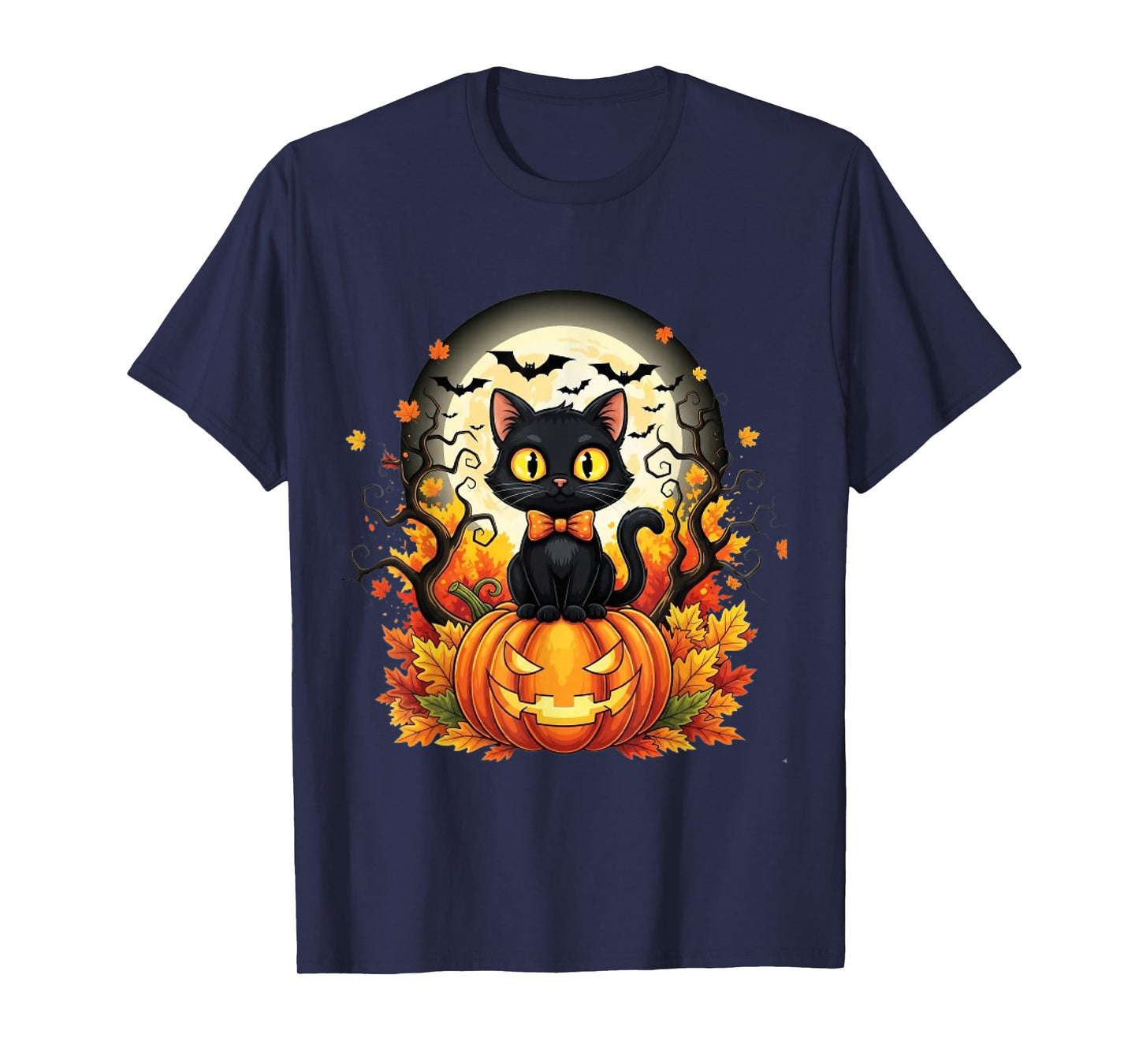 Black Cat Pumpkin Halloween Costume Fall Autumn Season T-Shirt