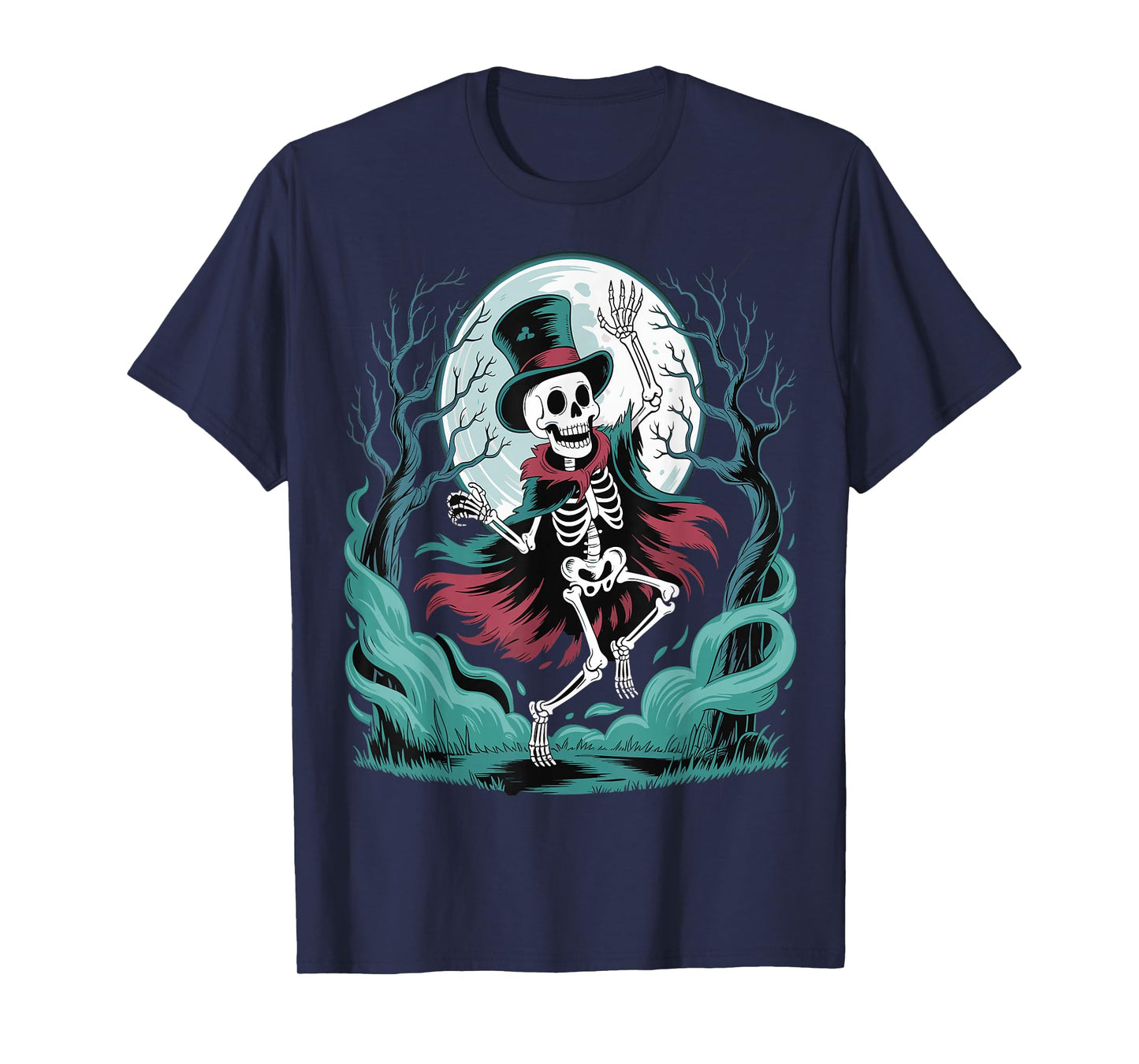 Skeleton Dancing Under The Moon Funny Spooky T-Shirt