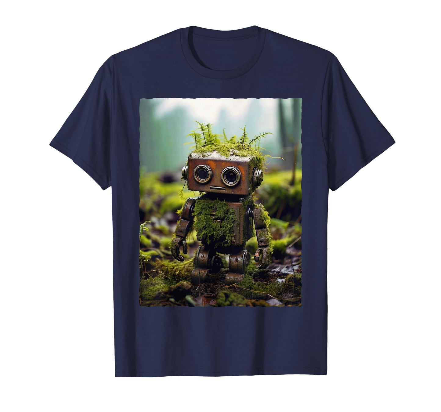 Little Cute Robot in Nature T-Shirt