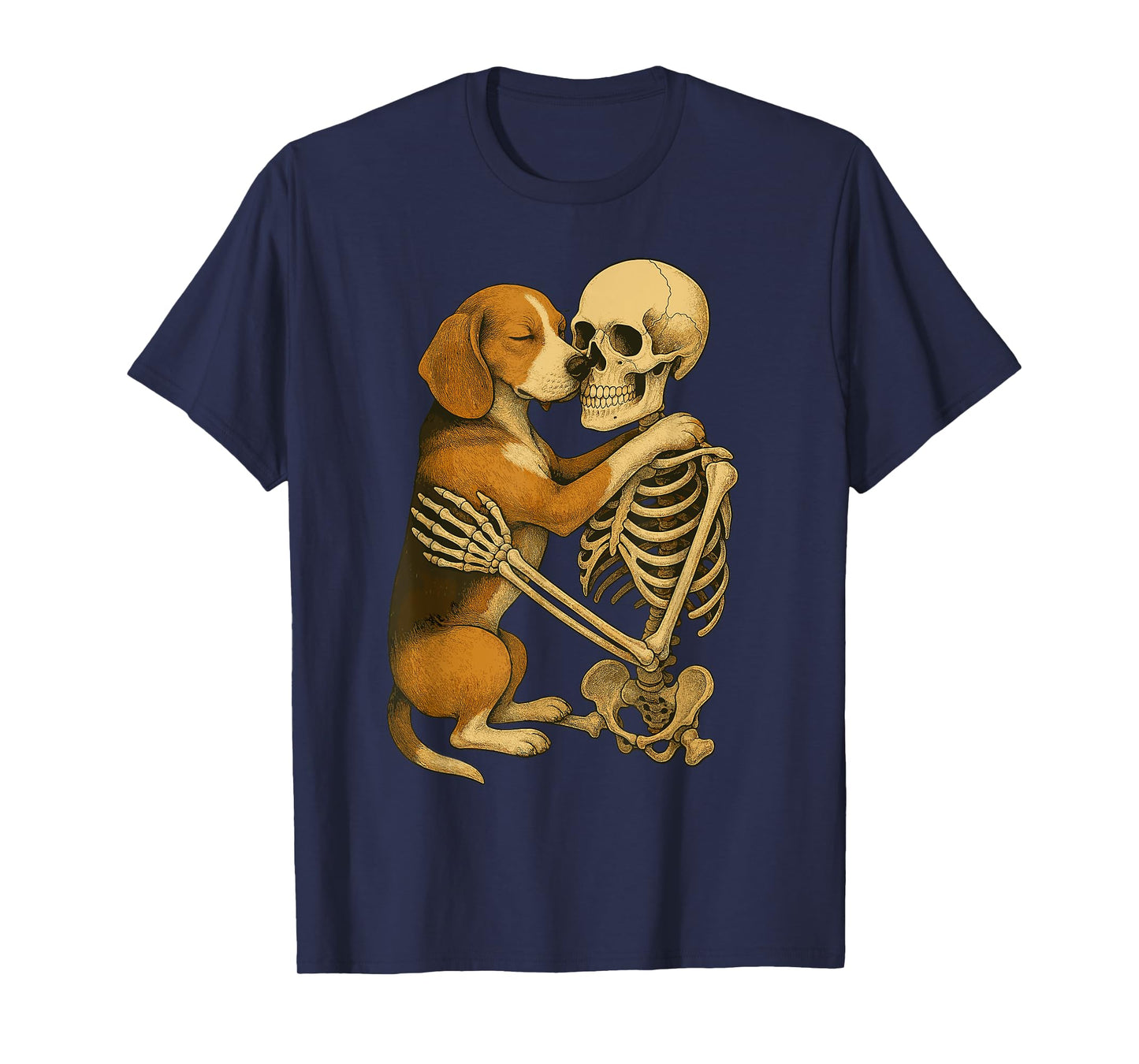 Skeleton Hugging Beagle T-Shirt