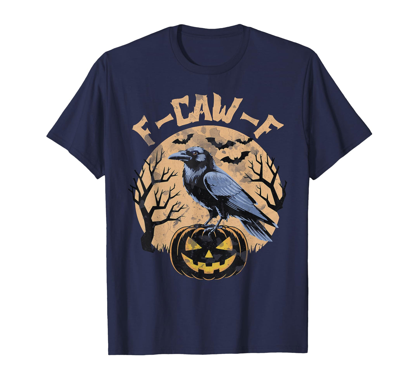Black Crow F-Caw-F Funny Black Bird Moon Halloween Men Women T-Shirt