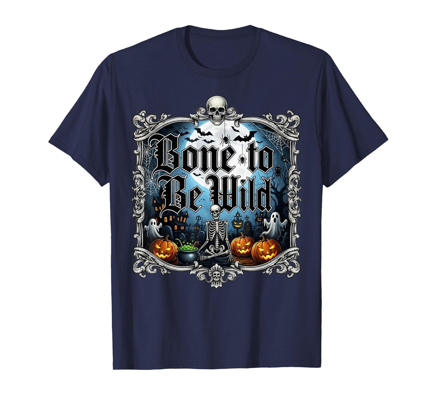 Bone to Be Wild Halloween Skeleton Apparel Spooky Rock T-Shirt