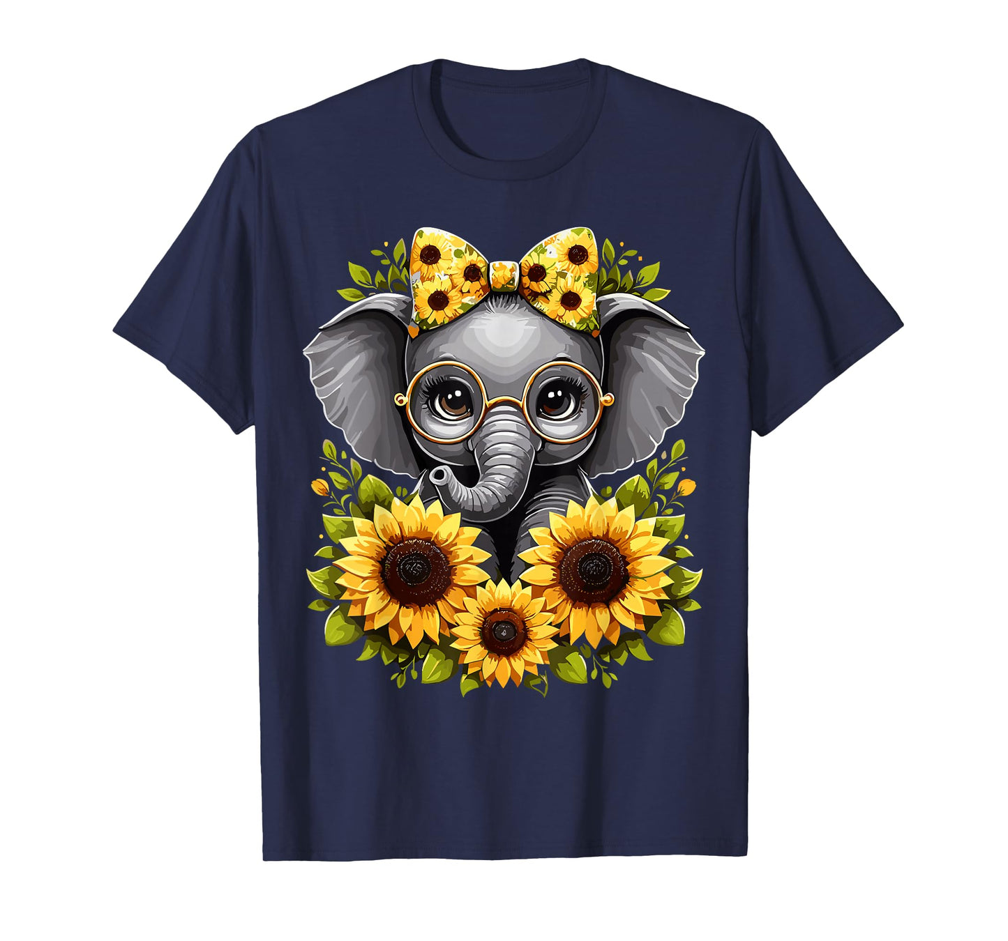 Cute Baby Elephant with Sunflower T-Shirt