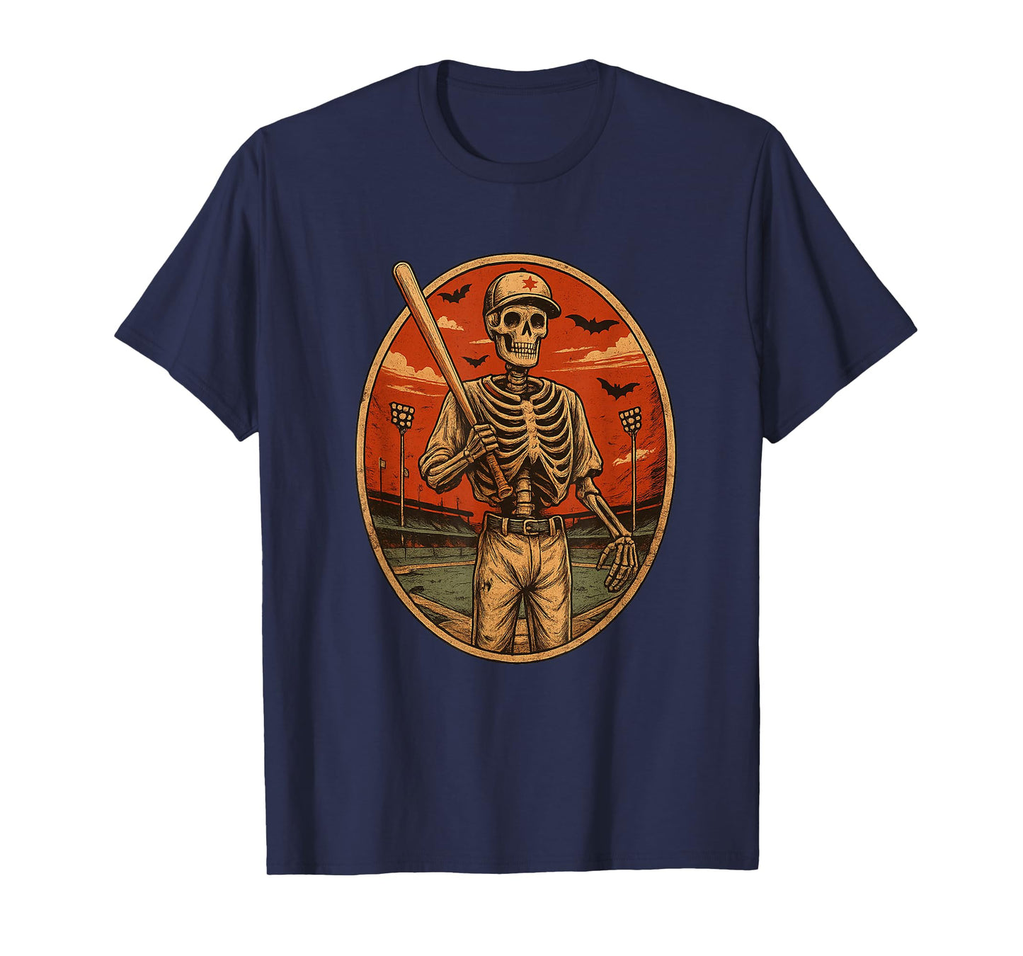 Spooky Vintage Baseball Skeleton Shirt Creepy Halloween Tee T-Shirt